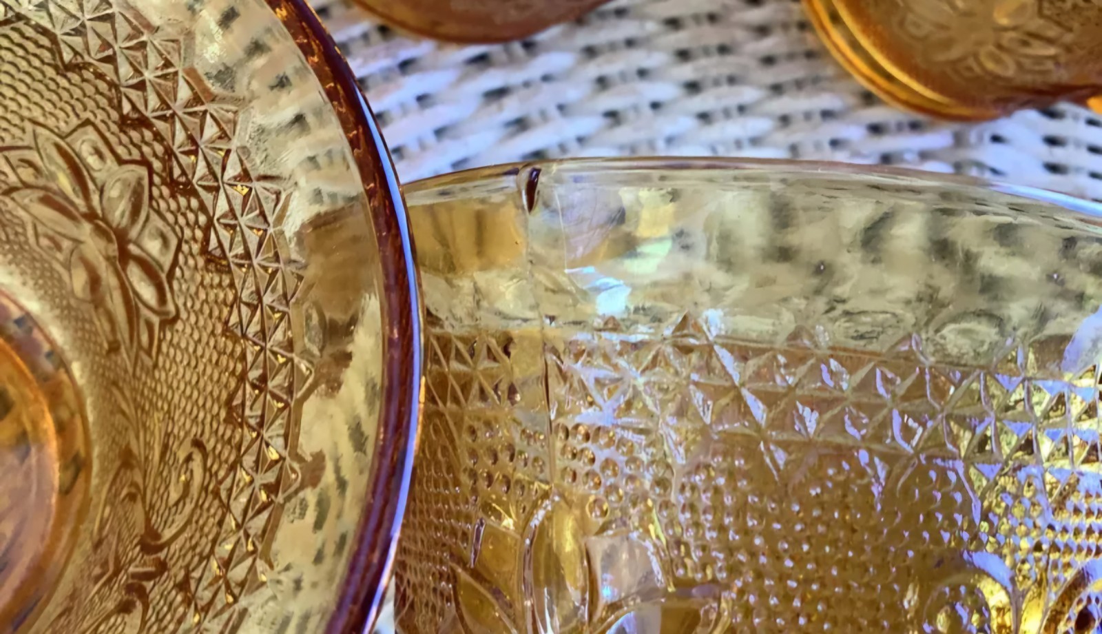 Indiana Glass Co.~ Tiara ~ Amber ~ Punch Bowl Cups Glasses ~ Set Of 12