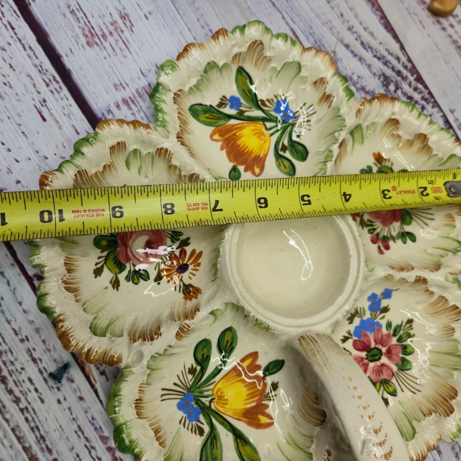 Vintage Ovington New York Italian Pottery Divided Relish Dish Handle bright art