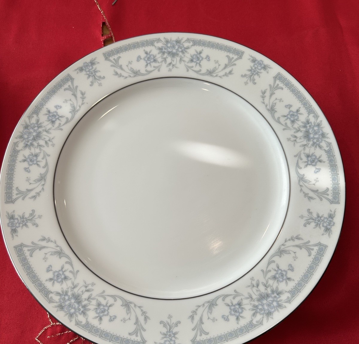 SET (3) Sheffield China 10.25″ Dinner Plates BLUE WHISPER – No Chips / Cracks!
