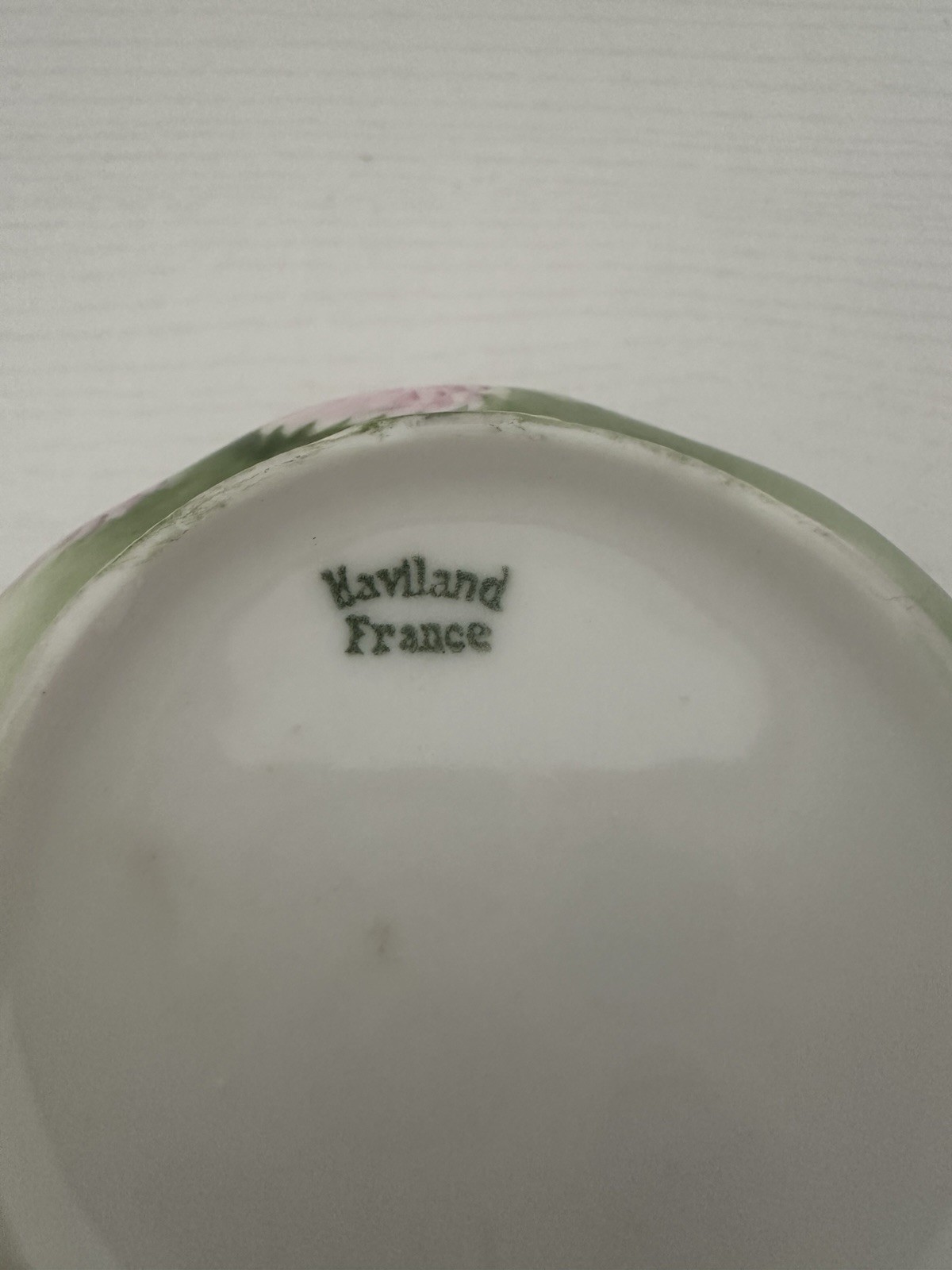Antique Haviland France Limoges Teacup Hand Painted Pink Clover Floral Gold Trim