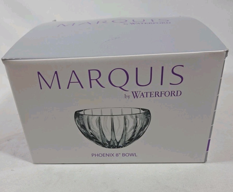 Waterford Marquis Phoenix 8″ Crystal Bowl Art Deco Clear Lead Crystal FREE SHIP