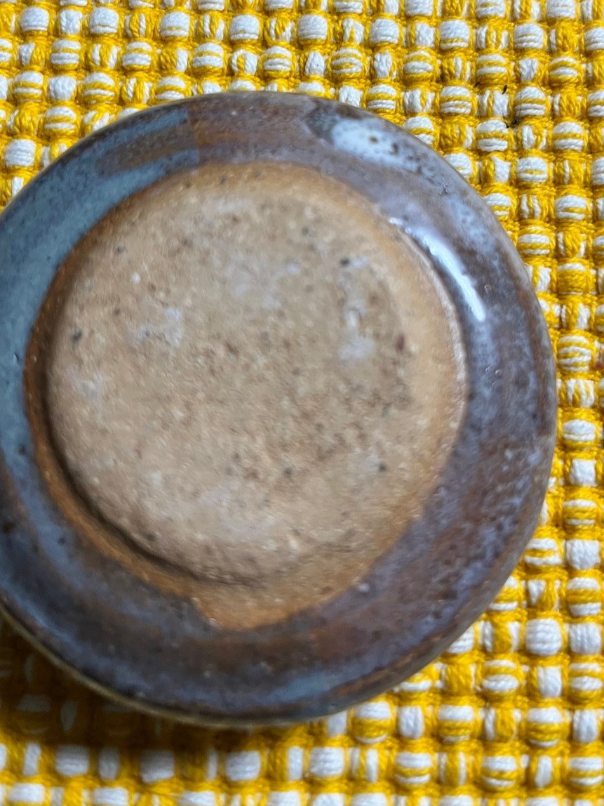 Stoneware Pottery Lidded Ceramic Jar Colored w/Brown, Tan Grey Glaze