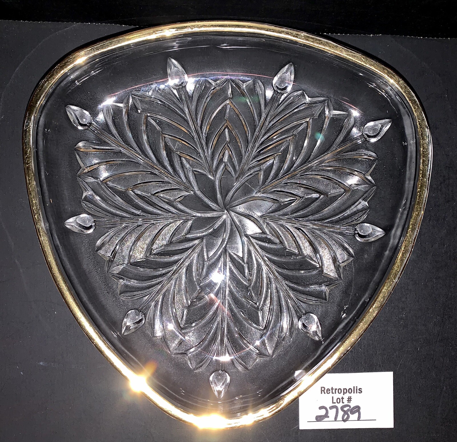7 Jeannette Glass Plates FEATHER Gold Trim Candy Nut Dishes Vintage