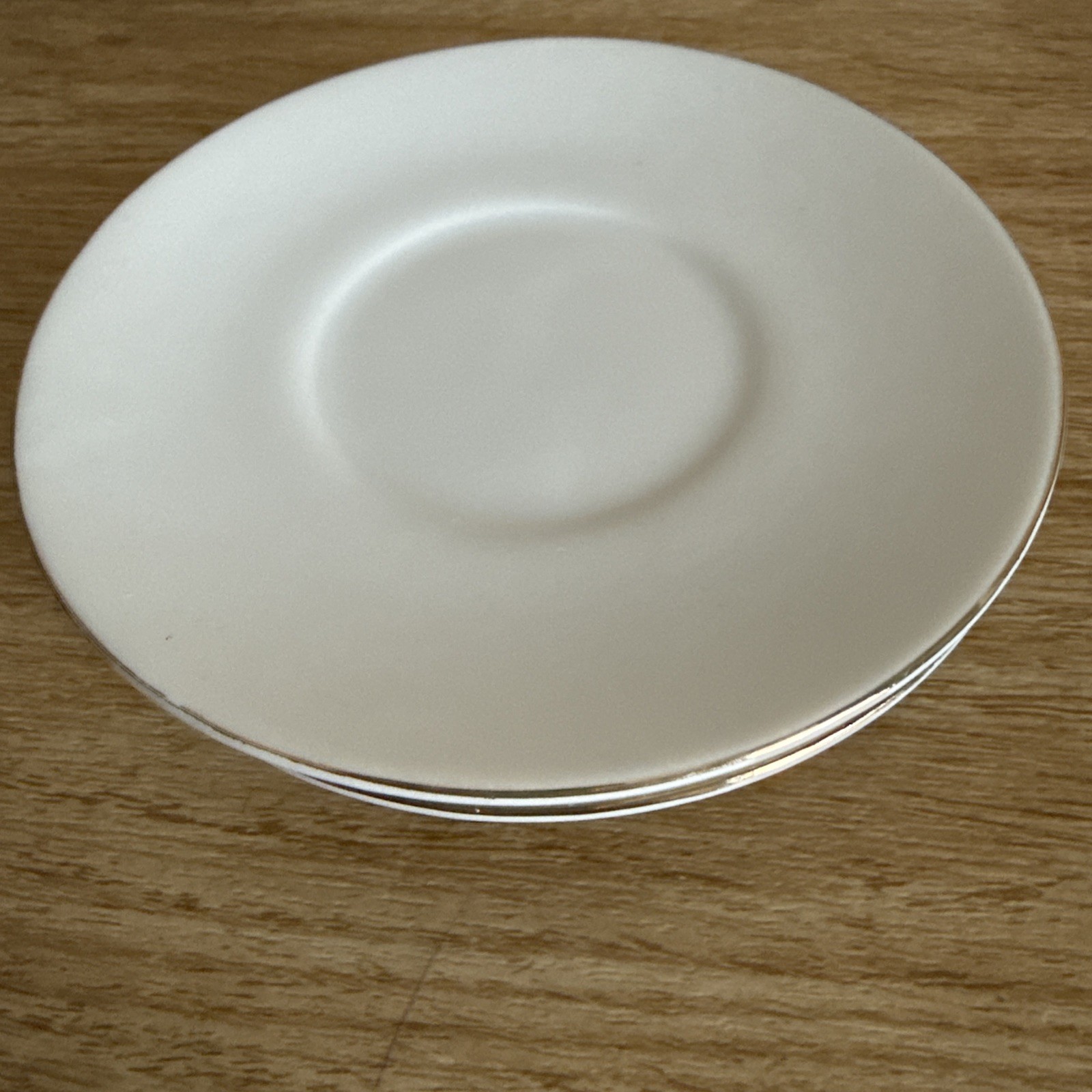 2 Certified International Plain White Round Small Saucers With Gold Trim 4.25”