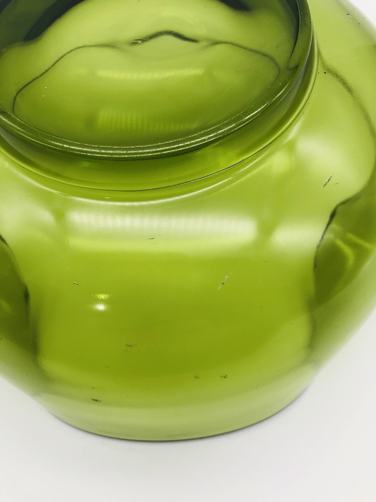 Vintage Green Glass Pinched Edge Sides Bowl Dish