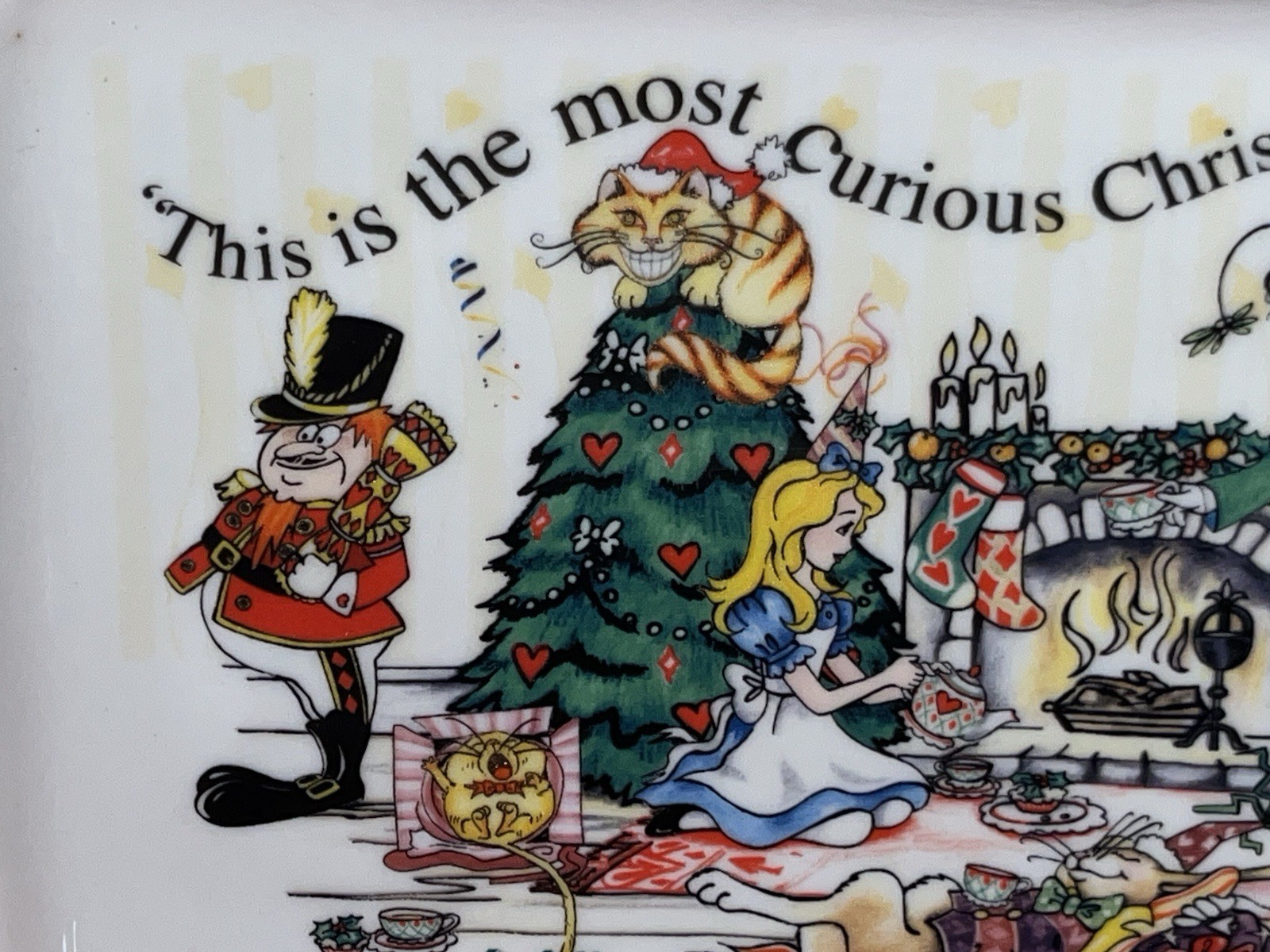 CARDEW ALICE IN WONDERLAND CHRISTMAS TEAPARTY PORCELAIN COOKIE TRAY 12×6 NWOB