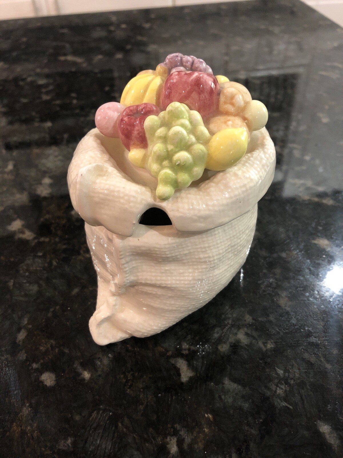 Vintage Lefton “Homemade” Lidded Jam Pot #3906 Ceramic Fruit Jar No Spoon