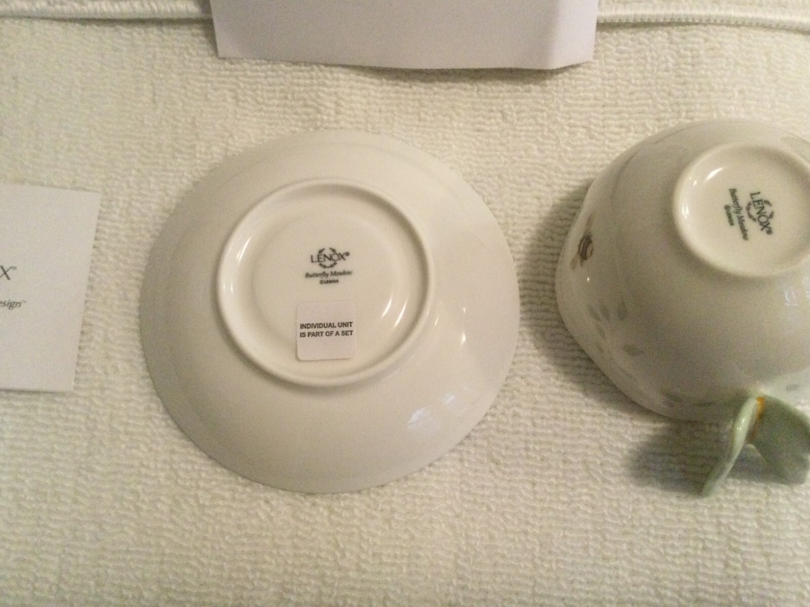 (2) Lenox Teacup Butterfly Meadow Handle Coffee Cup Mug w/ a Bumble Bee