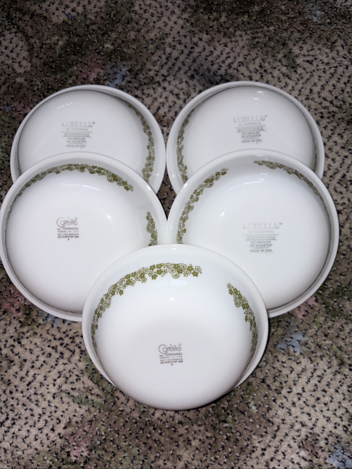 Set of 6 Crazy Daisy Spring Blossom Corning Corelle Berry dessert Bowls 1970s