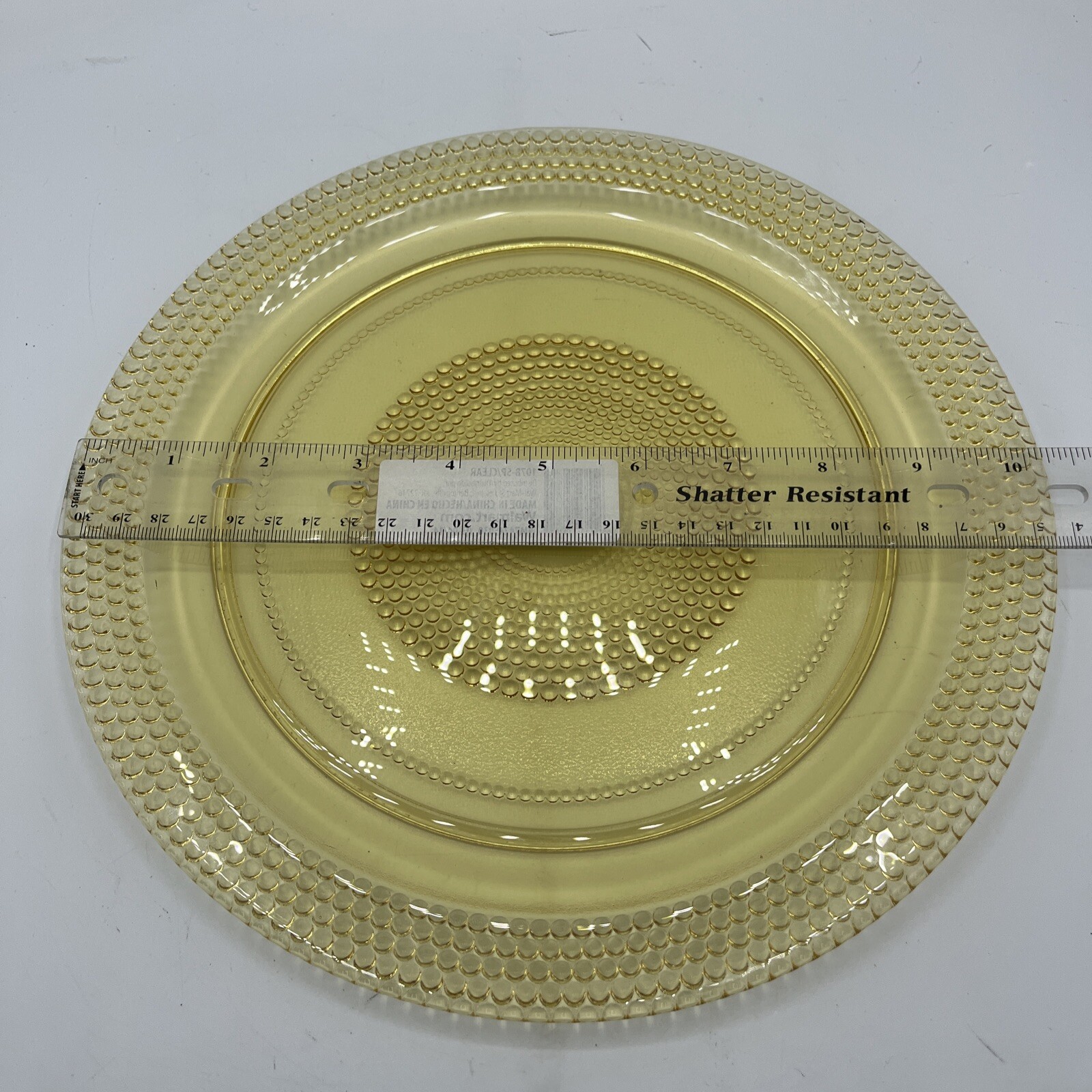 Vintage Mid Century Modern Twelve Piece Textured Amber Glass Plate & Cup Set