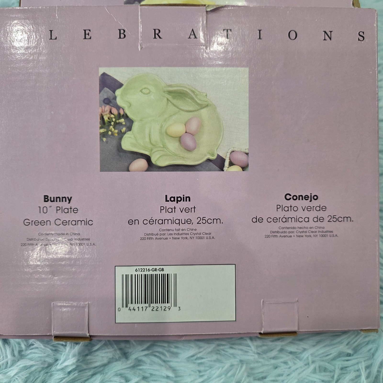 Set of 4 Celebrations Easter Bunny Appetizer Plates – Pastel Pink Green Yellow