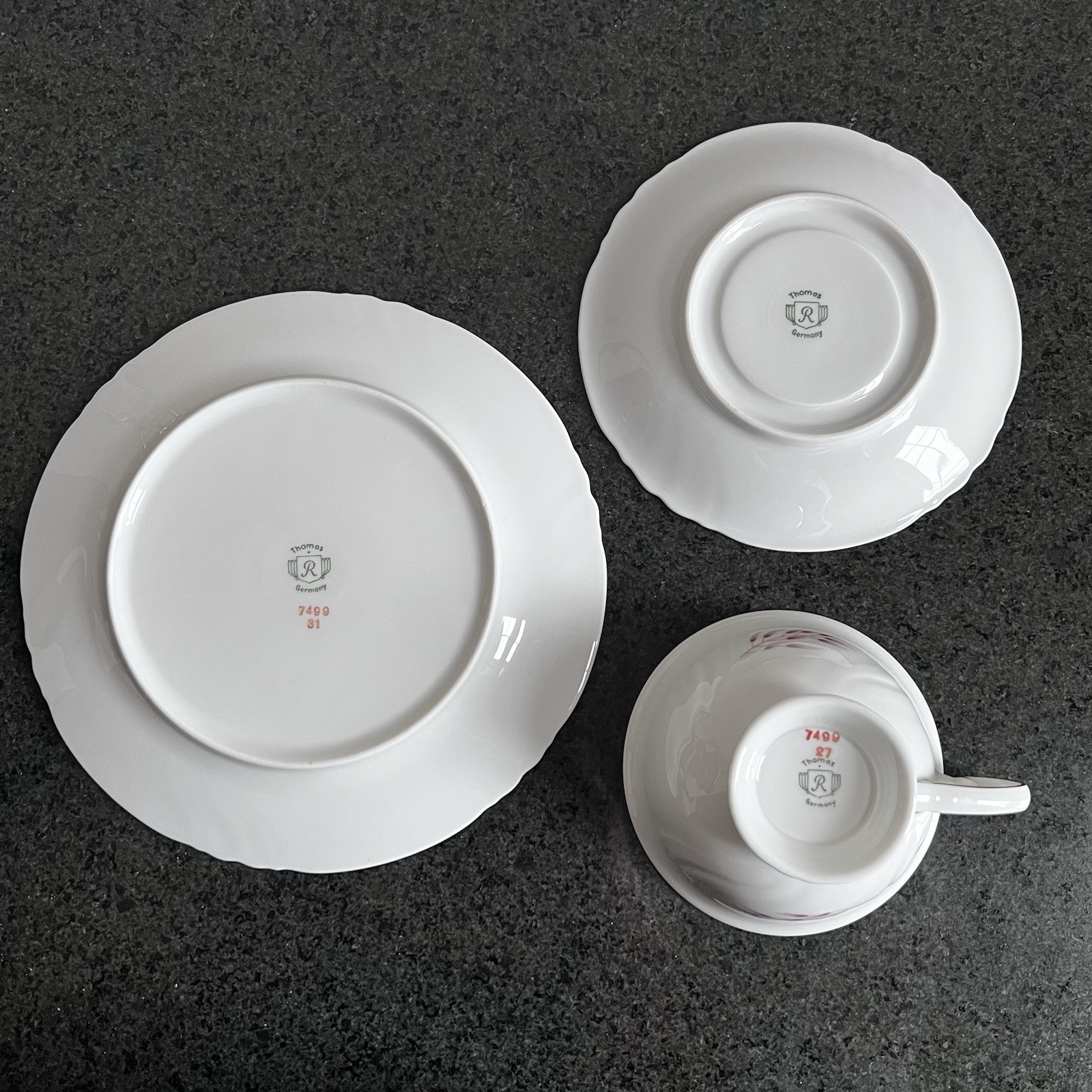 Thomas R Germany Porcelain Tea Cup, Saucer, Dessert Plate Trio Set of 5