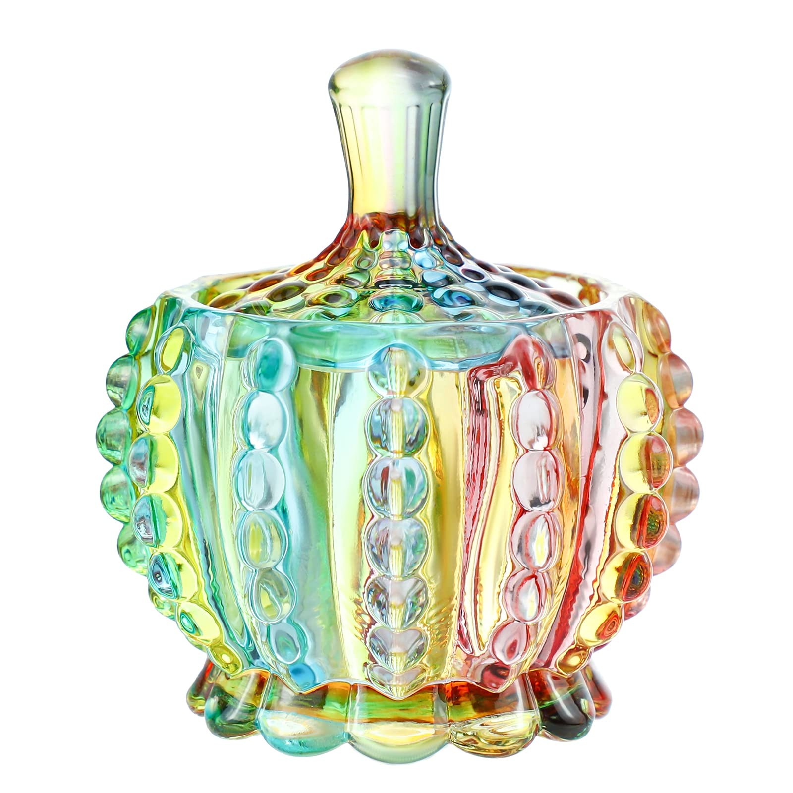 FLYING BALLOON Elegant Embossed Colorful Crystal Glass Candy Box with Lid Food J