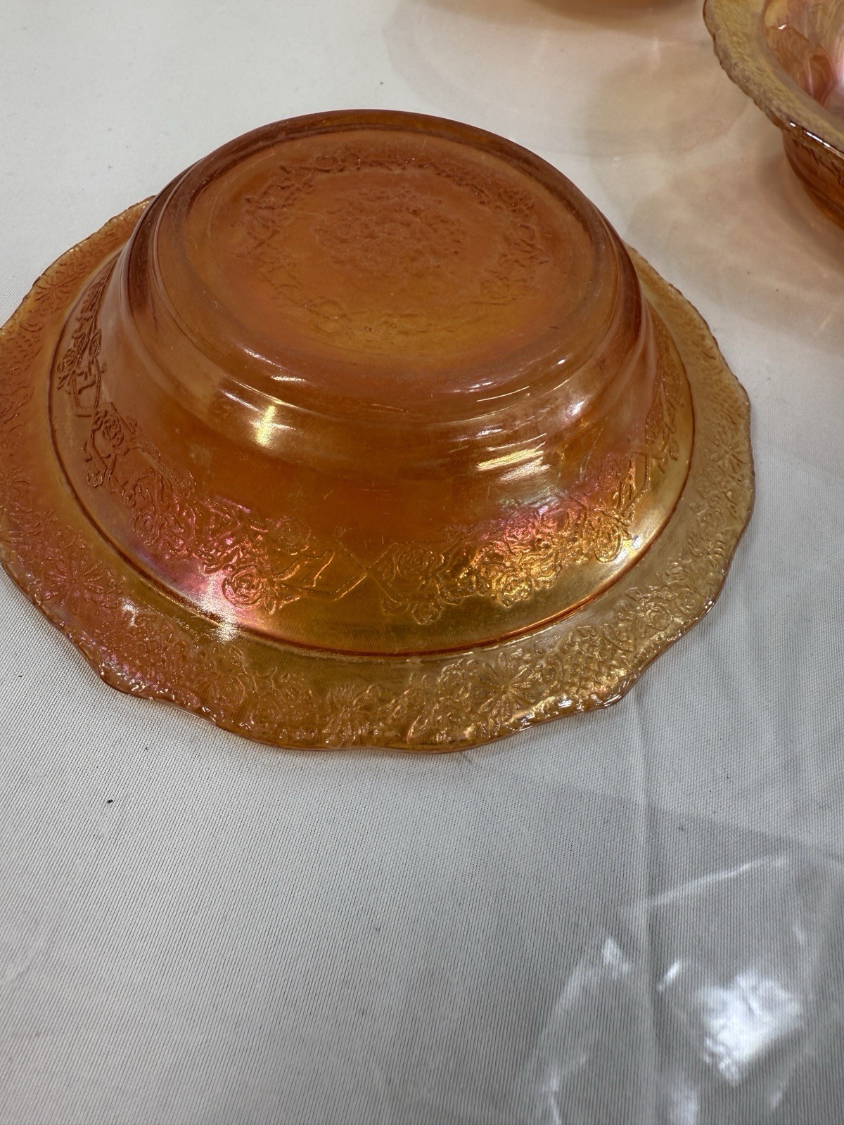 Vintage Marigold Orange Carnival Glass Bowls 5” Diameter 1” Depth Set Of 5