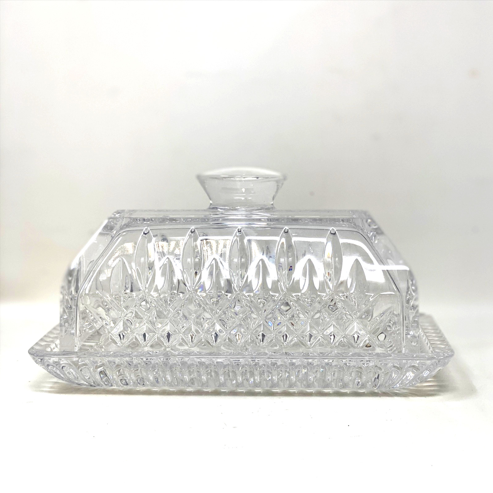 Waterford Crystal Lismore Covered Butter Dish Finest Clarity Pristine Condition