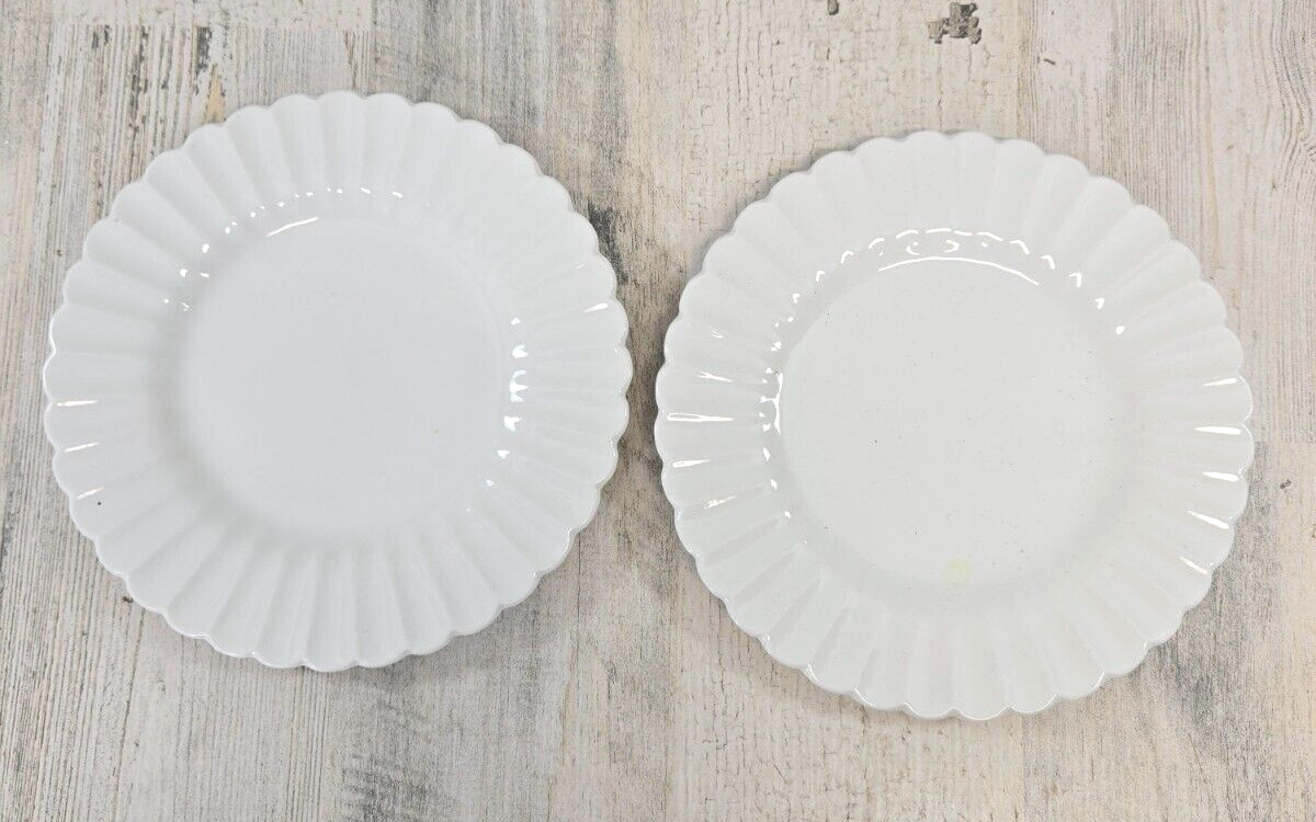 J & G Meakin England Classic White 2 Bread Plates Scalloped