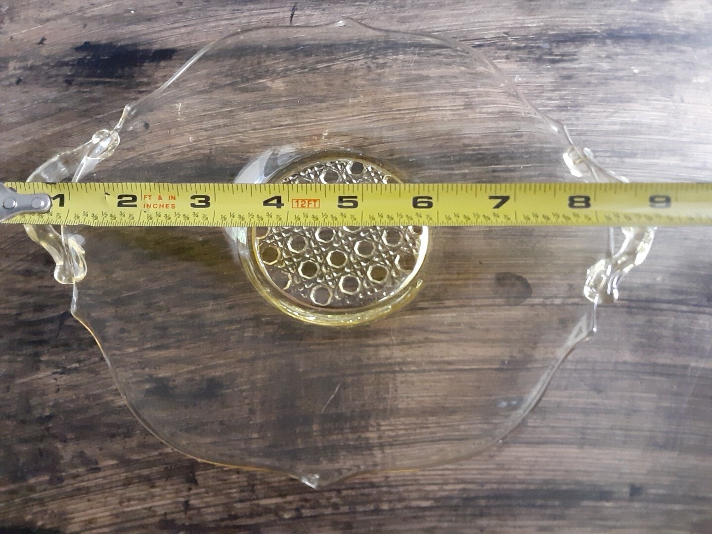 Yellow Depression Lancaster Landrum Cane Bottom 9in Plate/sm Tray 2 Handles