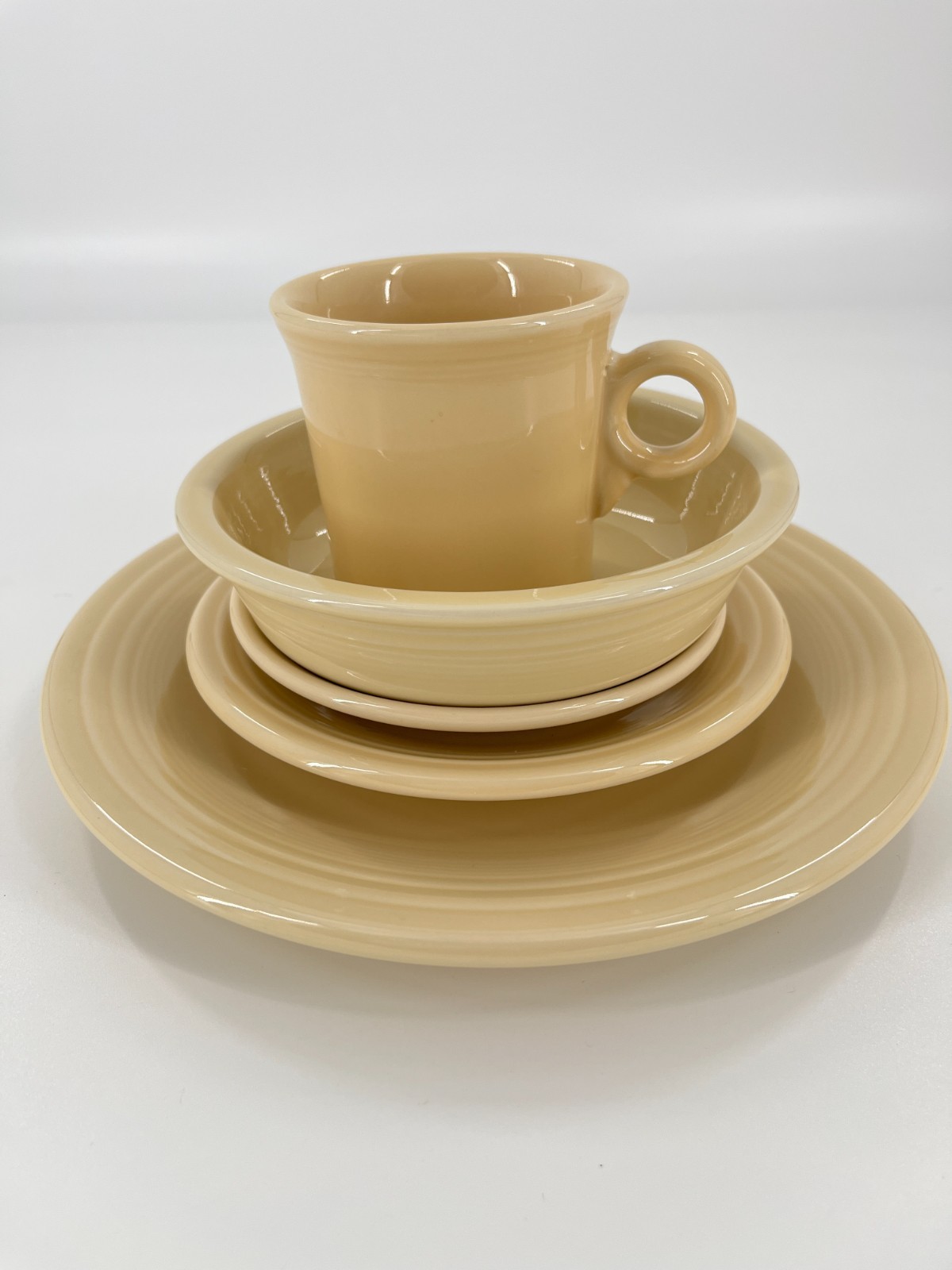 Fiesta Dinnerware 5pc Set Ivory Mug Plate Bowl Saucer Post 86 USA