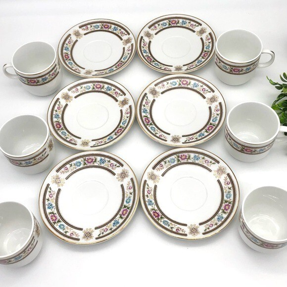 Demitasse Teacups 12 pc Six Sets Fine China Floral Pattern Vintage