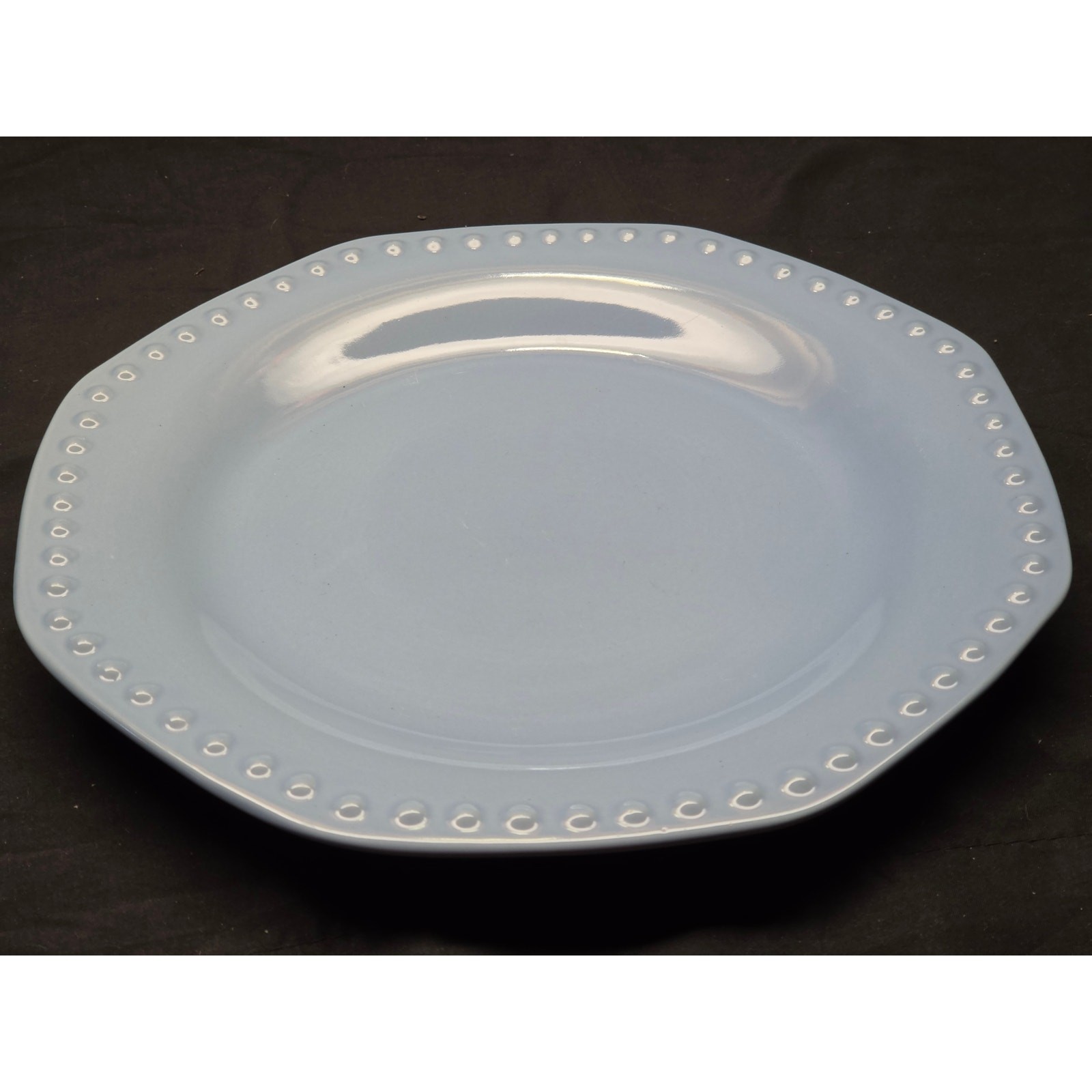 Elegant Dining Robin Egg Blue Beaded Octagon Dinner Plates 10.75″ Set of 6