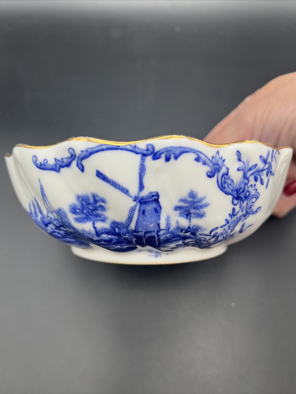 Vtg/antique William Alsger Adderley & Co. Delph Fine Bone China Bowl Blue READ