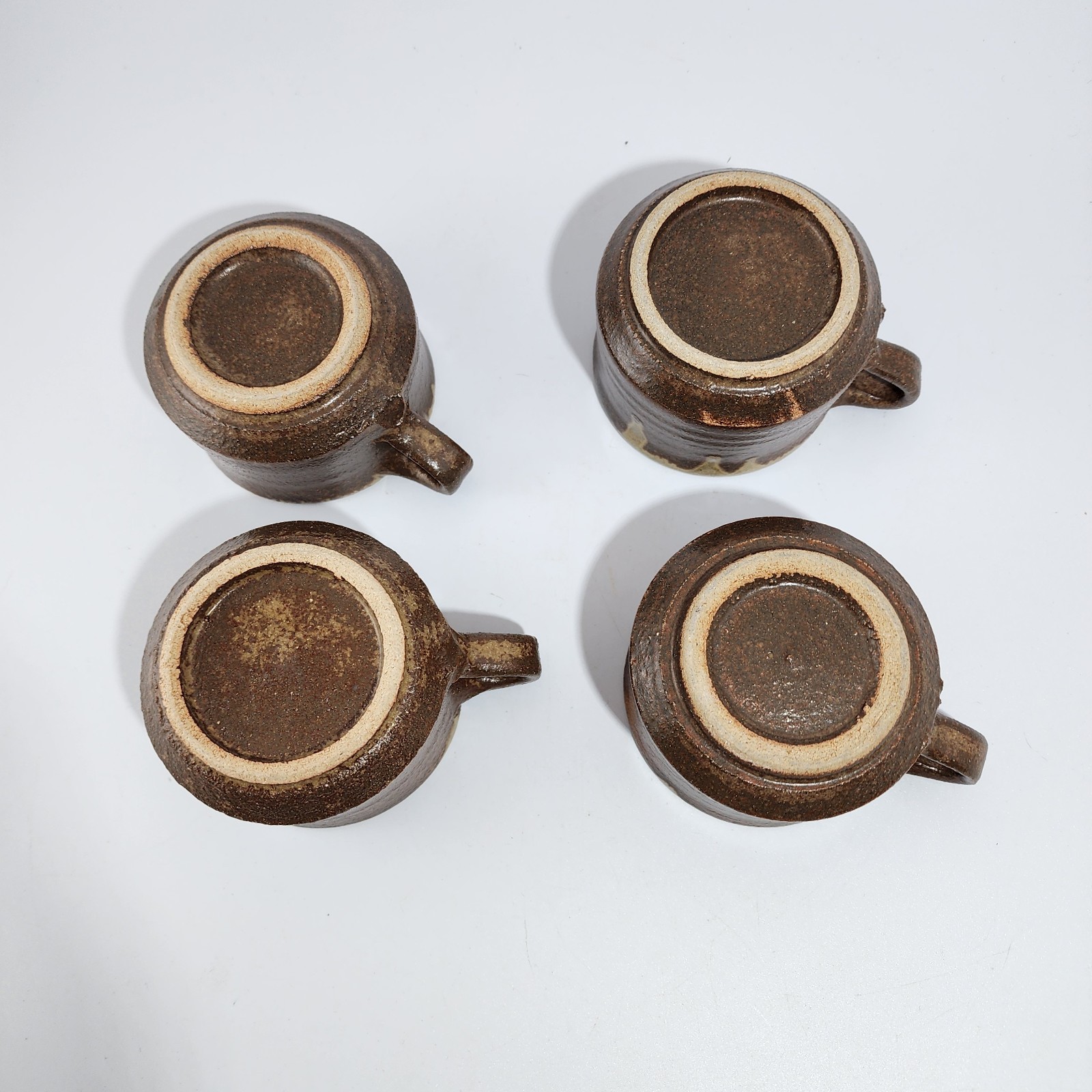 4 Vintage Japan Bizen Ware Pottery Tea Cups Saucers