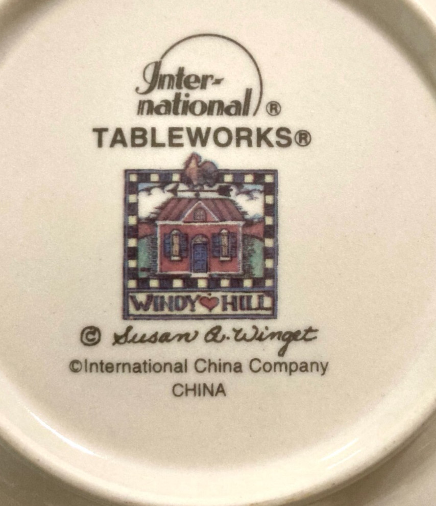 1994 International Stoneware Windy Hill Bread Plate Farm Country Artist SIGNED