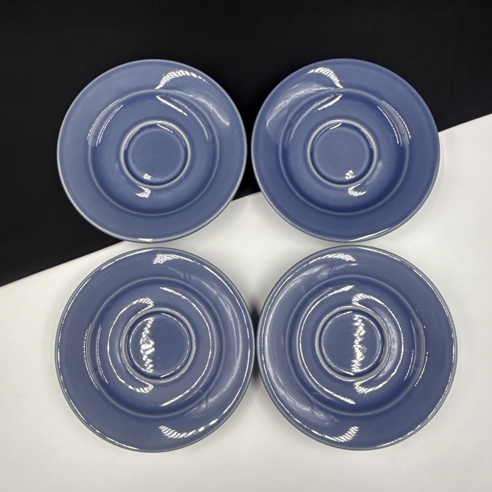 Williams Sonoma BELVEDERE CORNFLOWER BLUE Set Of (4) 6 3/4″ Saucers Portugal