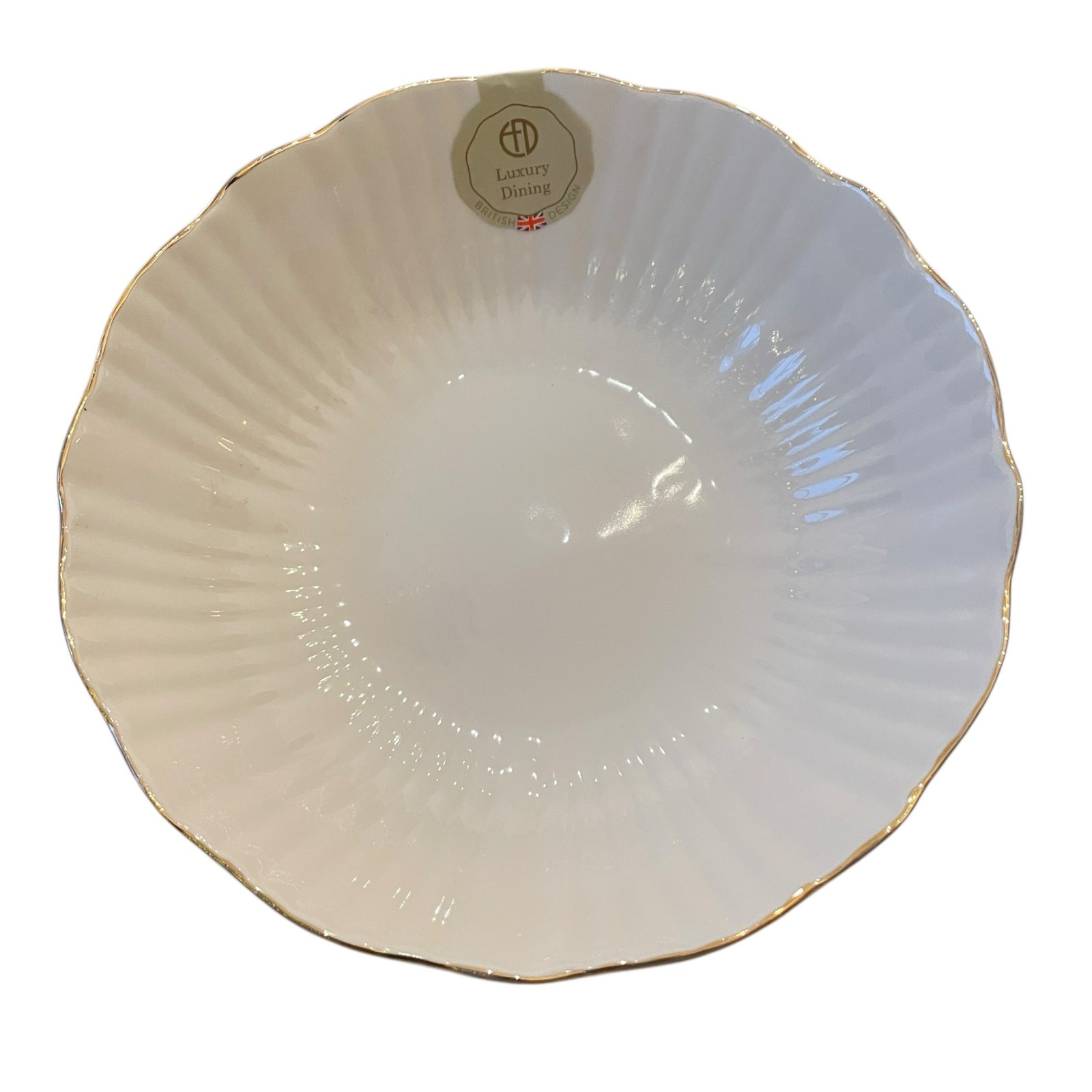 Eaton Fine Dining Porcelain 8.5in Pasta Bowl Set of 4 Aubrey White Gold Trim New