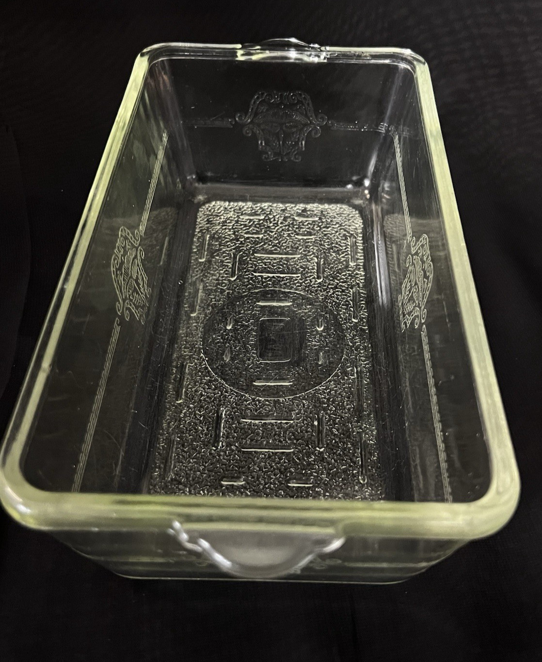 Vintage Glasbake 254 Loaf Pan Clear Glass Baking Dish Art Deco Pattern USA