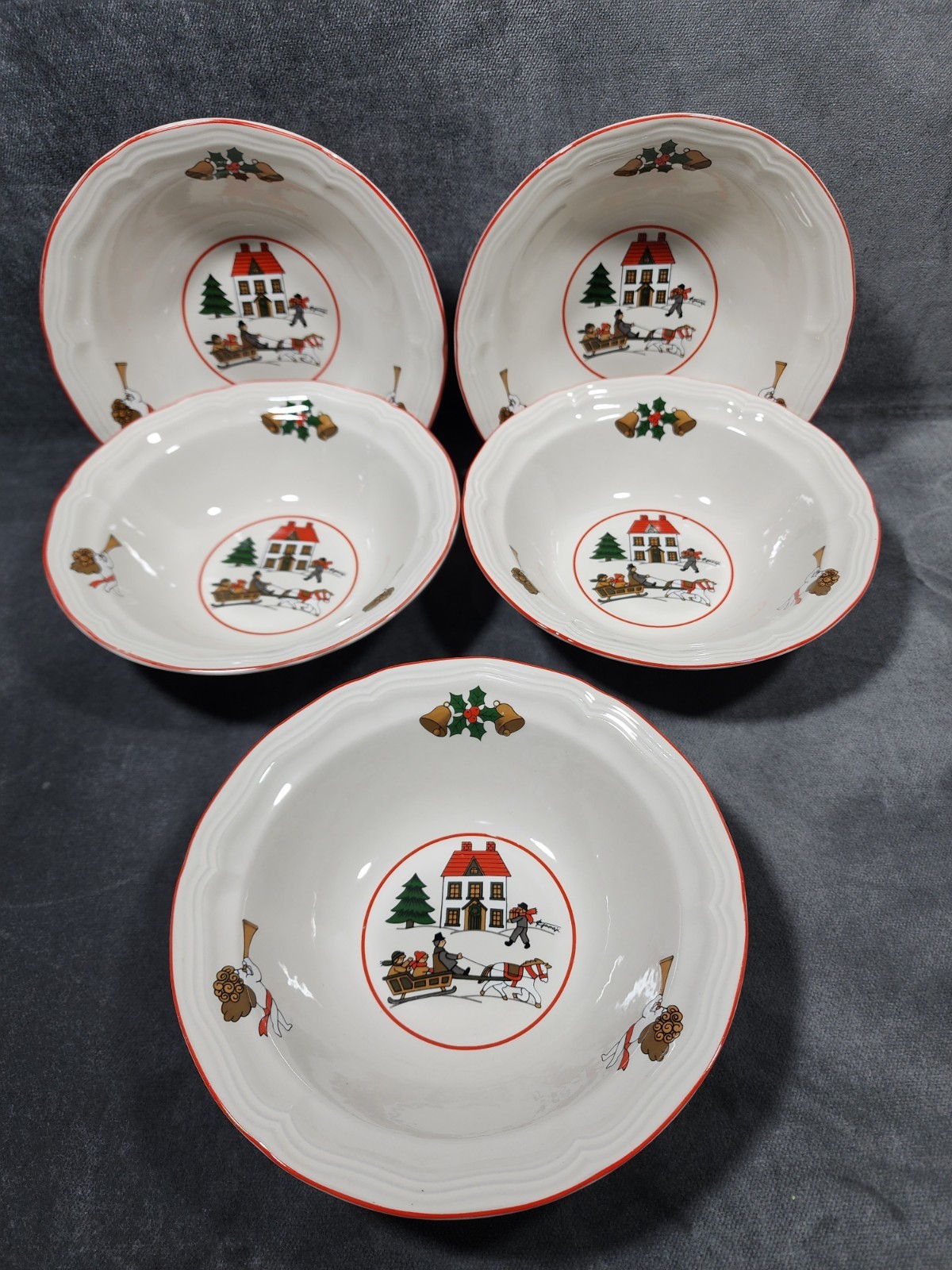 Vtg Jamestown China Action THE JOY OF CHRISTMAS Dinner Plates/Bowls/Cups/15 pcs
