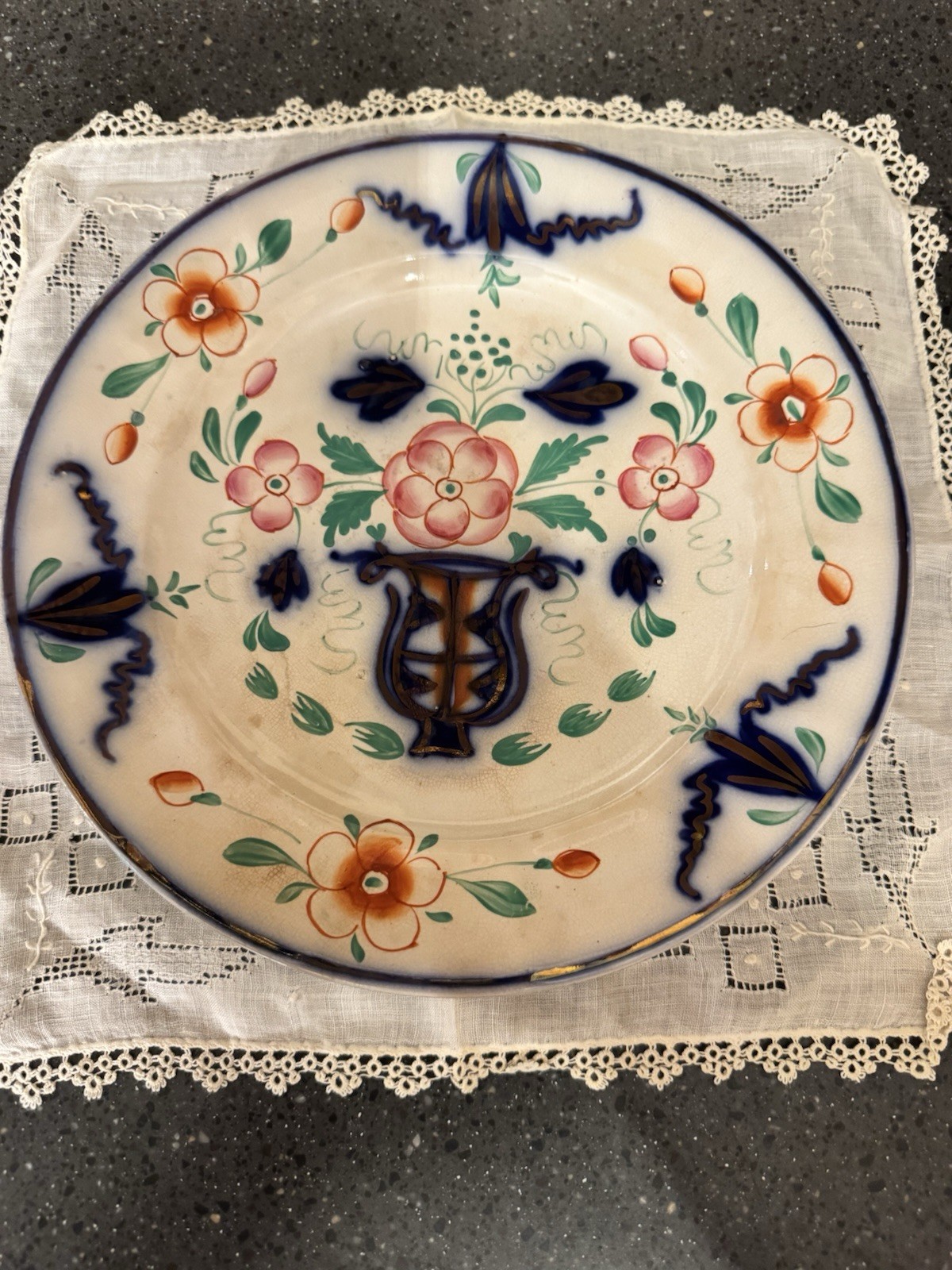 Antique Gaudy Welsh Ironstone Plate. @ 8 1/2 Inches