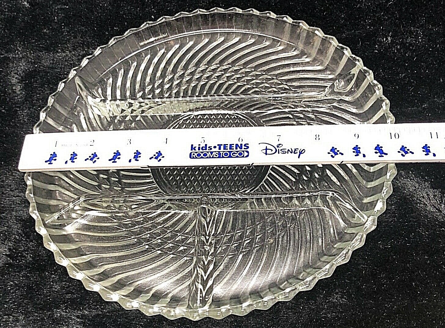 Dominion Glass Clear Swirl Ribbed 4 Part Divided Relish Tray Plate Platter 10″