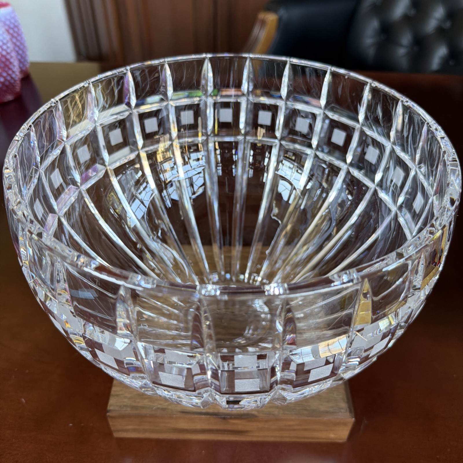 Vintage Large Waterford Marquis “Quadrata” 9.25” Crystal Centerpiece Bowl Signed