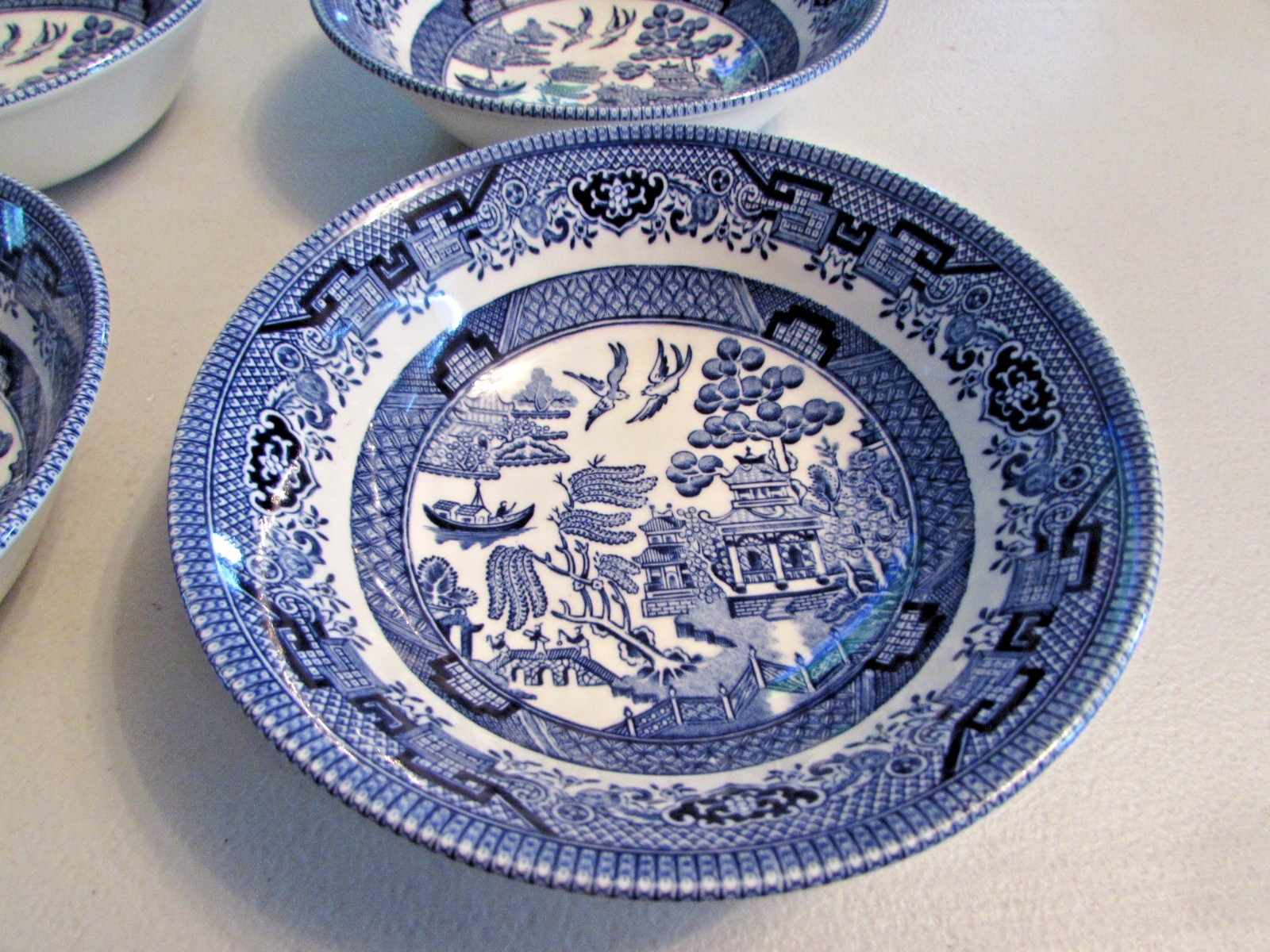 Churchill Willow Blue(Georgian) Set of 4 Cereal Bowls Made In England