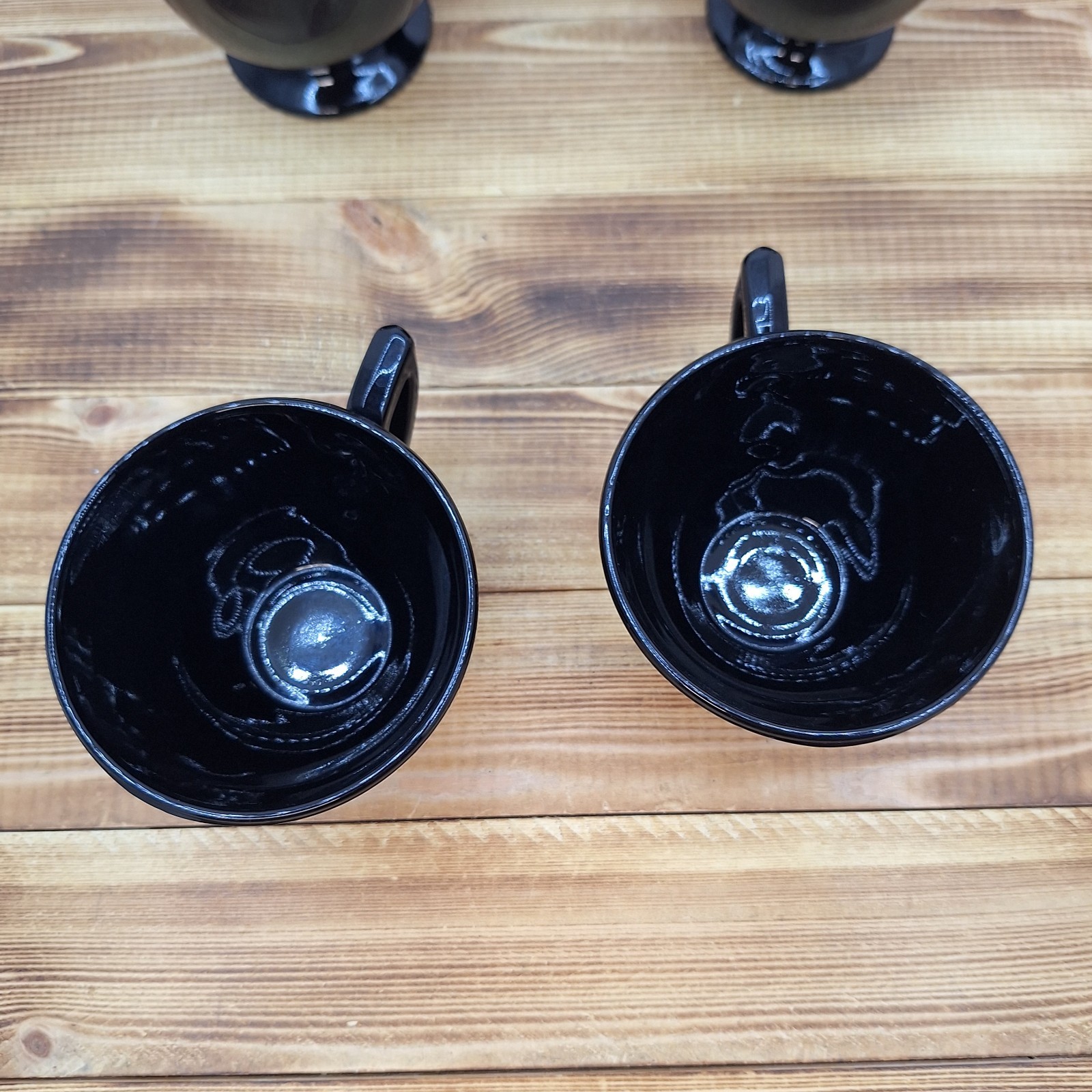 Vintage Black Amethyst Open Sugar And Creamer Set W/ 2 Cups 4pc Lot