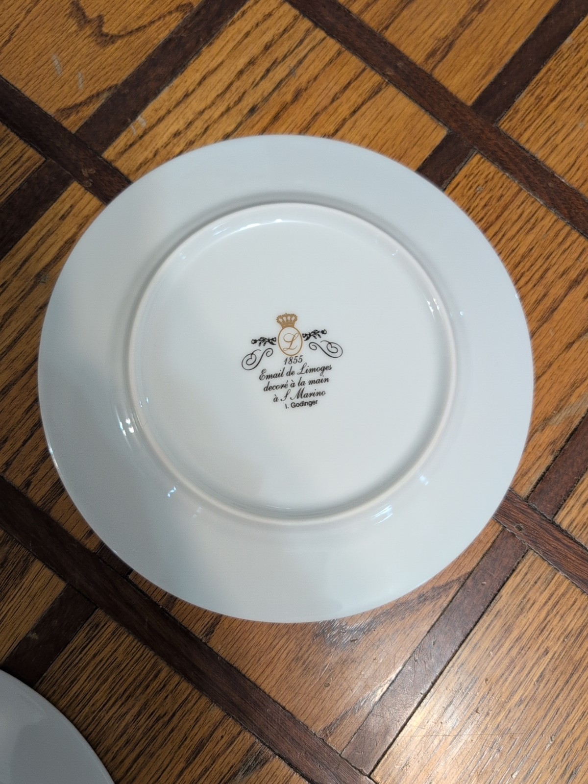 Set Of 3 Porcelain Limoges Godinger 1855 7.75” plate Apricot Strawberry