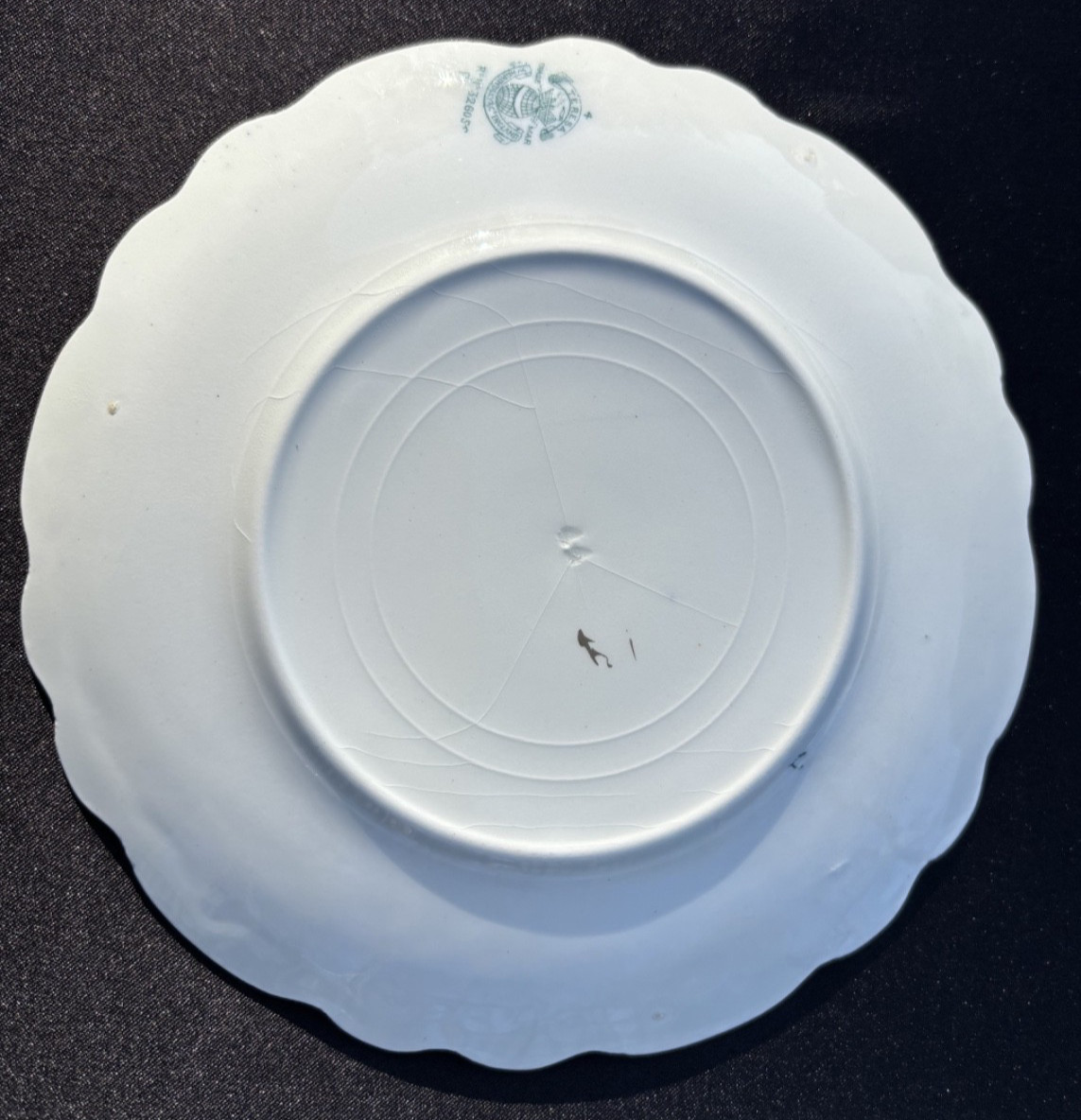 W.H. Grindley Co. England Teresa Teal Green Scalloped Edge 7″ Dessert Plate VGUC