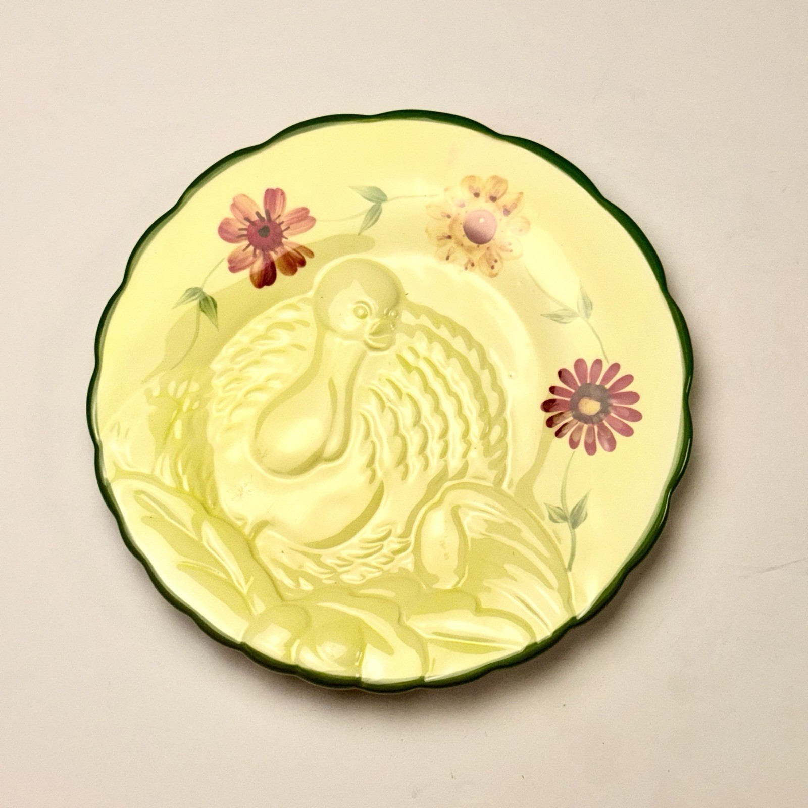 Pfaltzgraff Daybreak Turkey Buffet Plate 8” Embossed Thanksgiving Floral