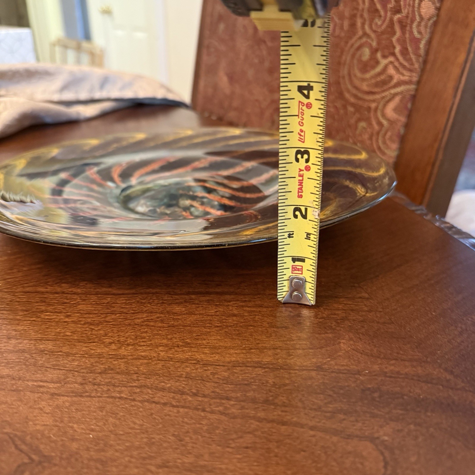 Contemporary Piece Of Art Glass Featuring A Swirling Design Brown, Blue & Red