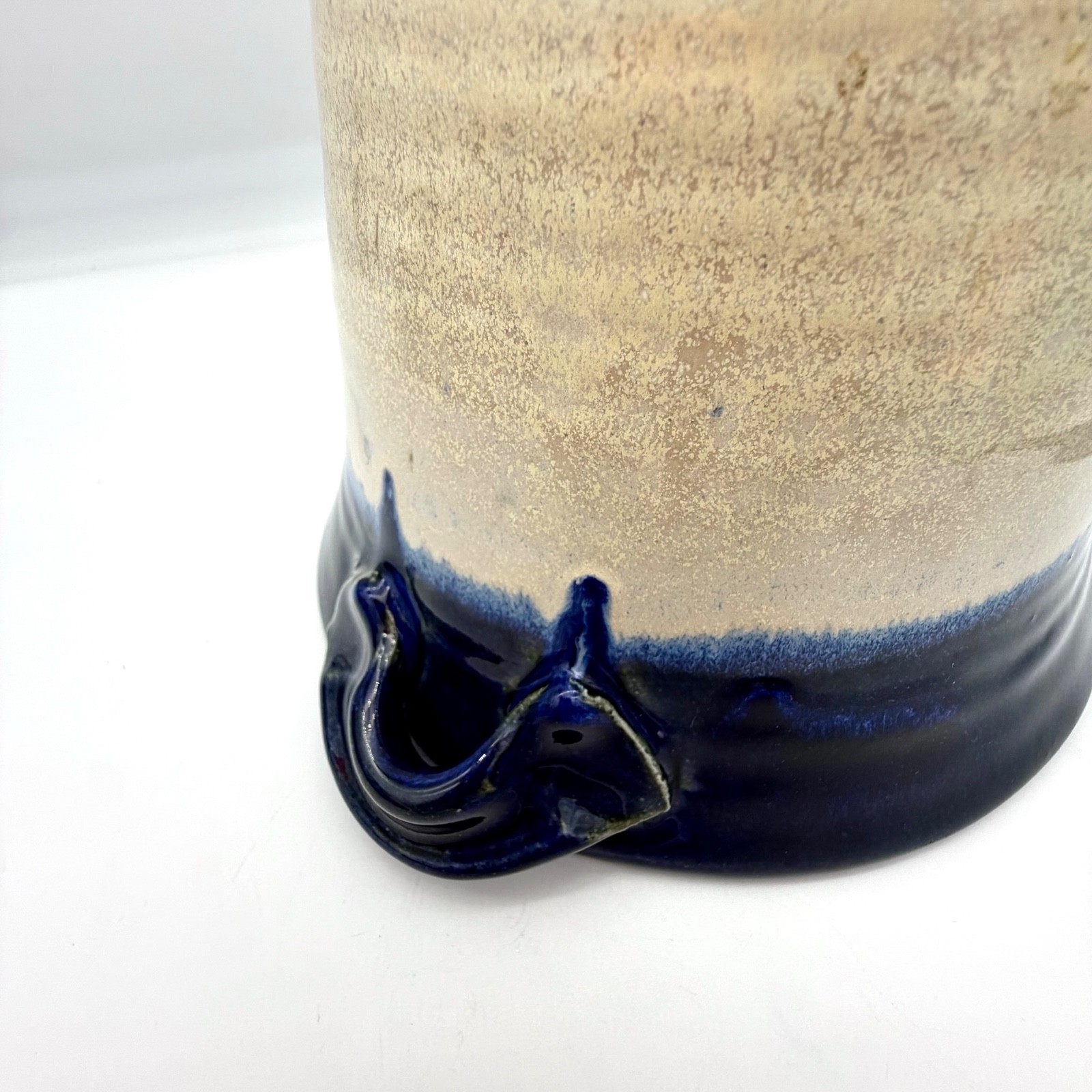 Pigeon River Pottery Old Mill TN Signed Crock Bowl Cobalt Drip Glaze 7.75 in
