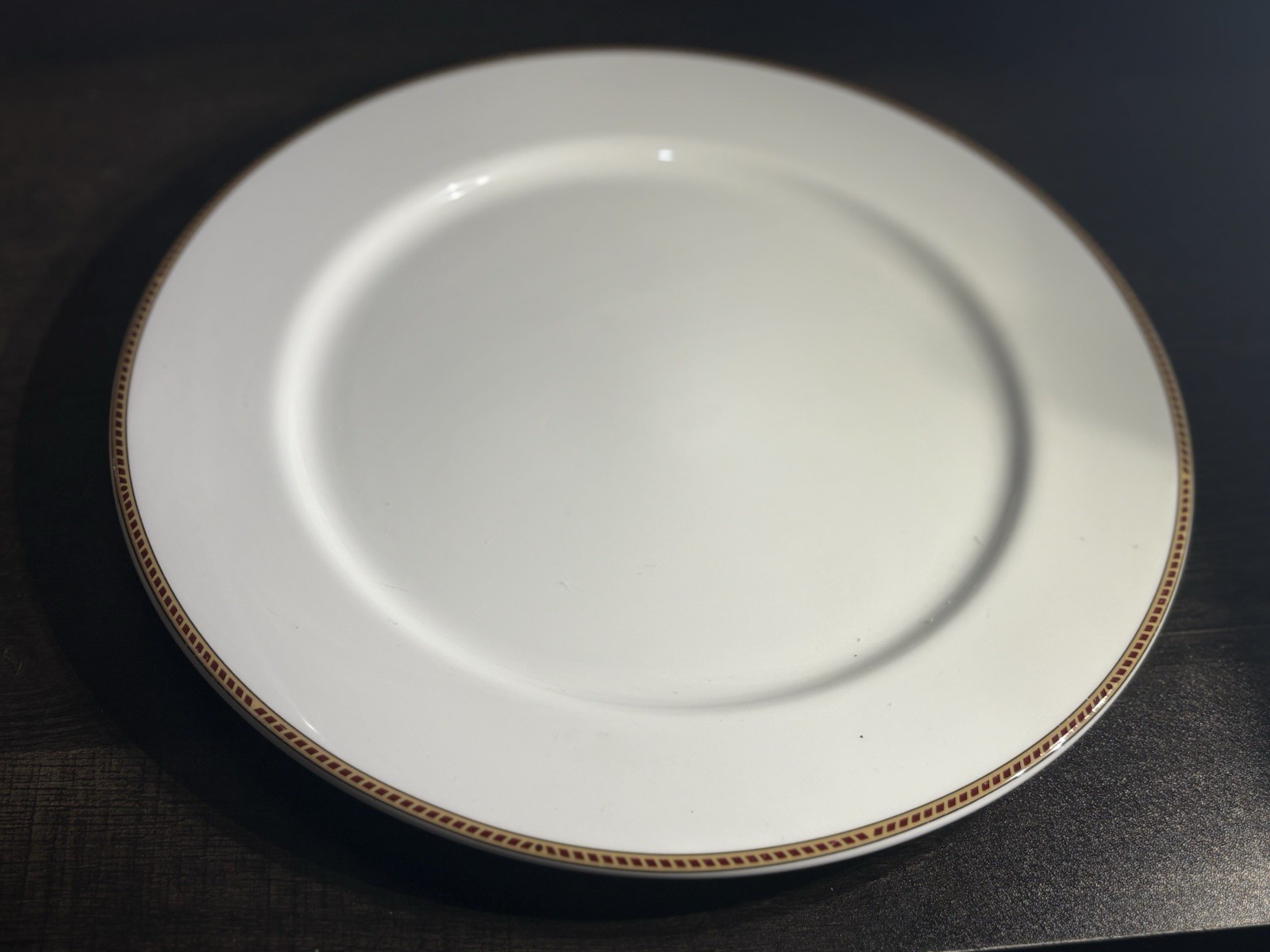 Fortessa Napa Bone China Charger Plate 12” Red & Gold Geometric Border