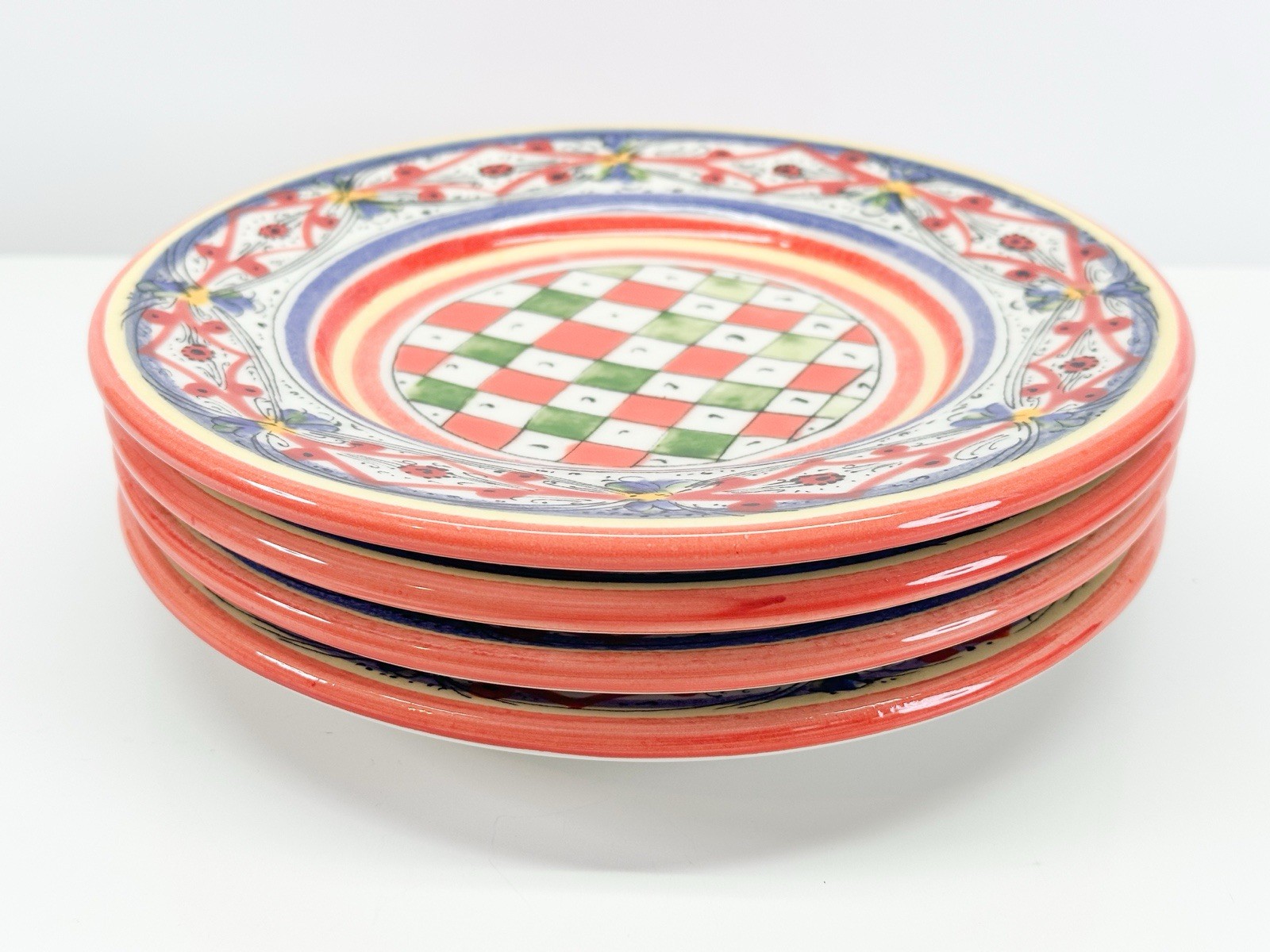 Set Of 4 Williams Sonoma LUCCA Stoneware Salad Dessert Plates 9” Made In Italy
