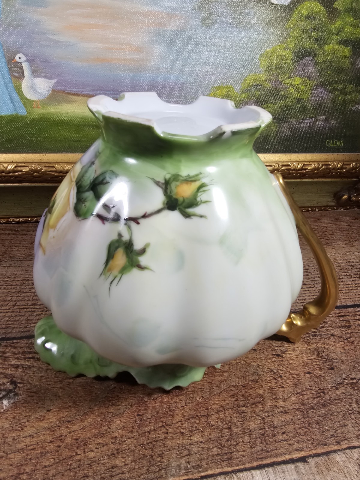 VTG Handpainted Signed Water Pitcher, Dan Elda 1963, READ DESCRIPTION