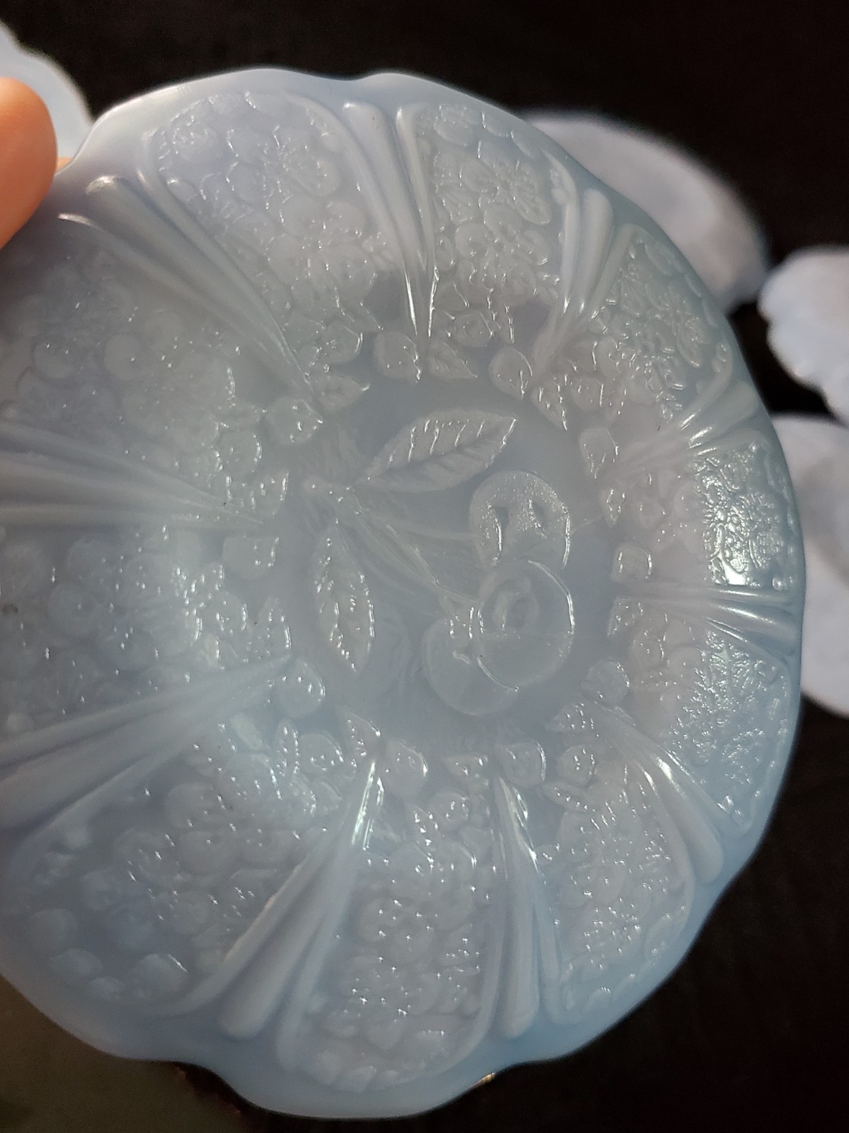 13 Piece Jeannette Delphite Blue Cherry Blossom Depression Glass Child’s Tea Set