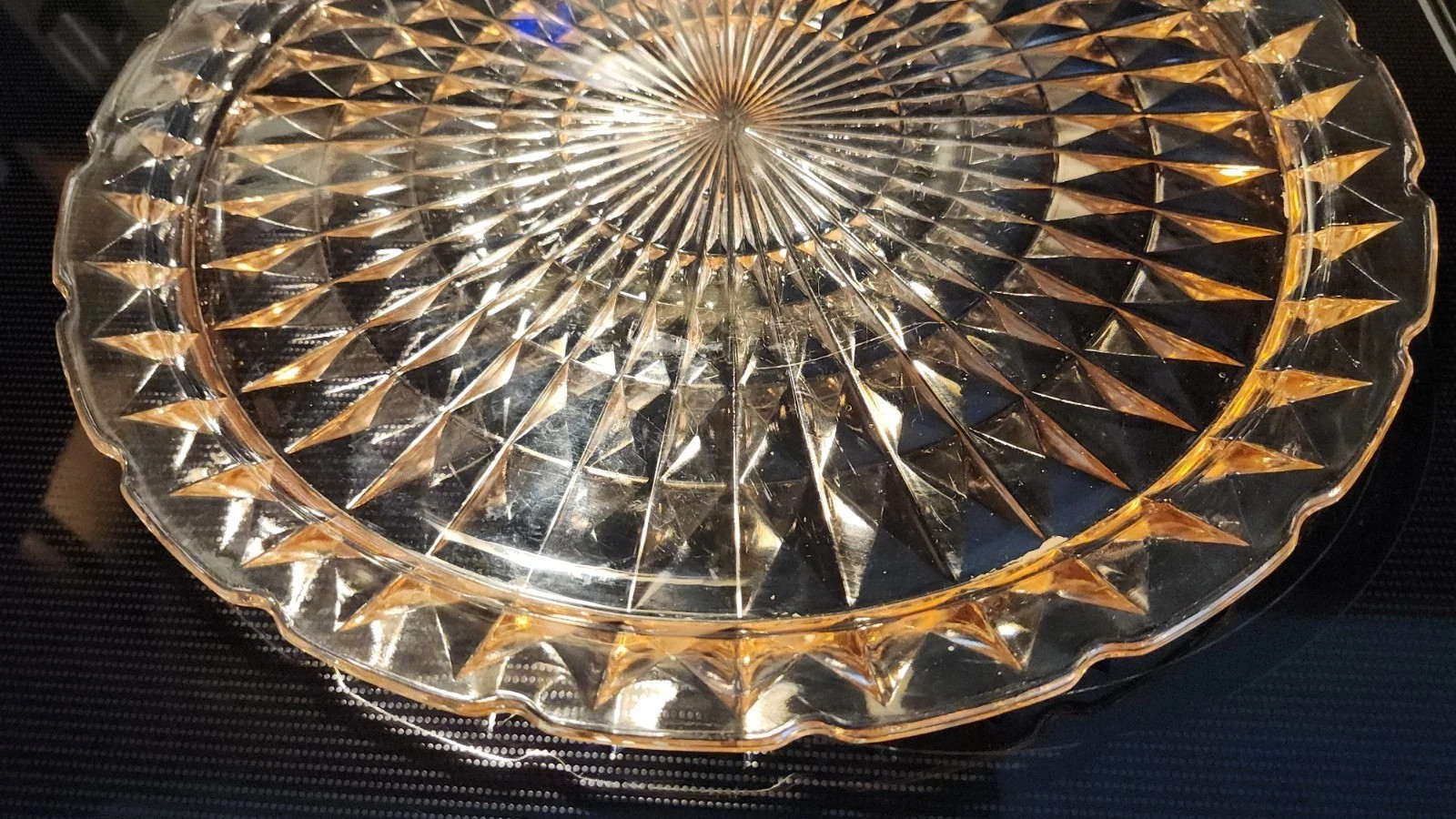 Windsor Pink Depression Glass Serving Plate Platter Jeanette Diamond Pattern