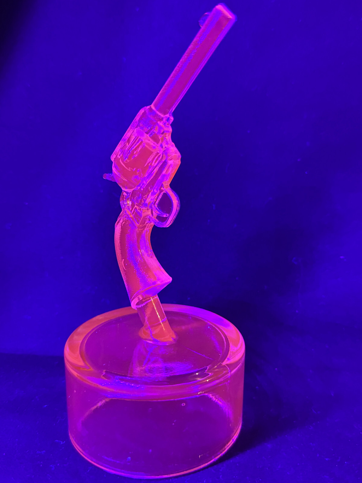 Blue Vaseline glass Colt Revolver pistol uranium single action army gun western