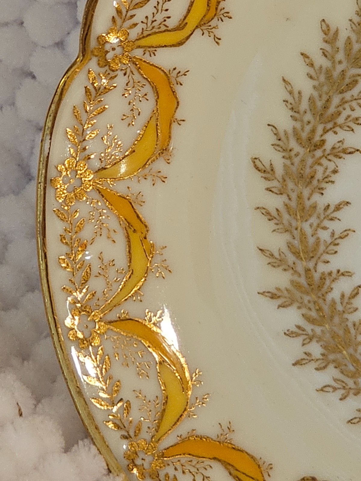 Bouillon cups w/ saucers, set of three, vintage china, Haviland, Vignaud, Saxe