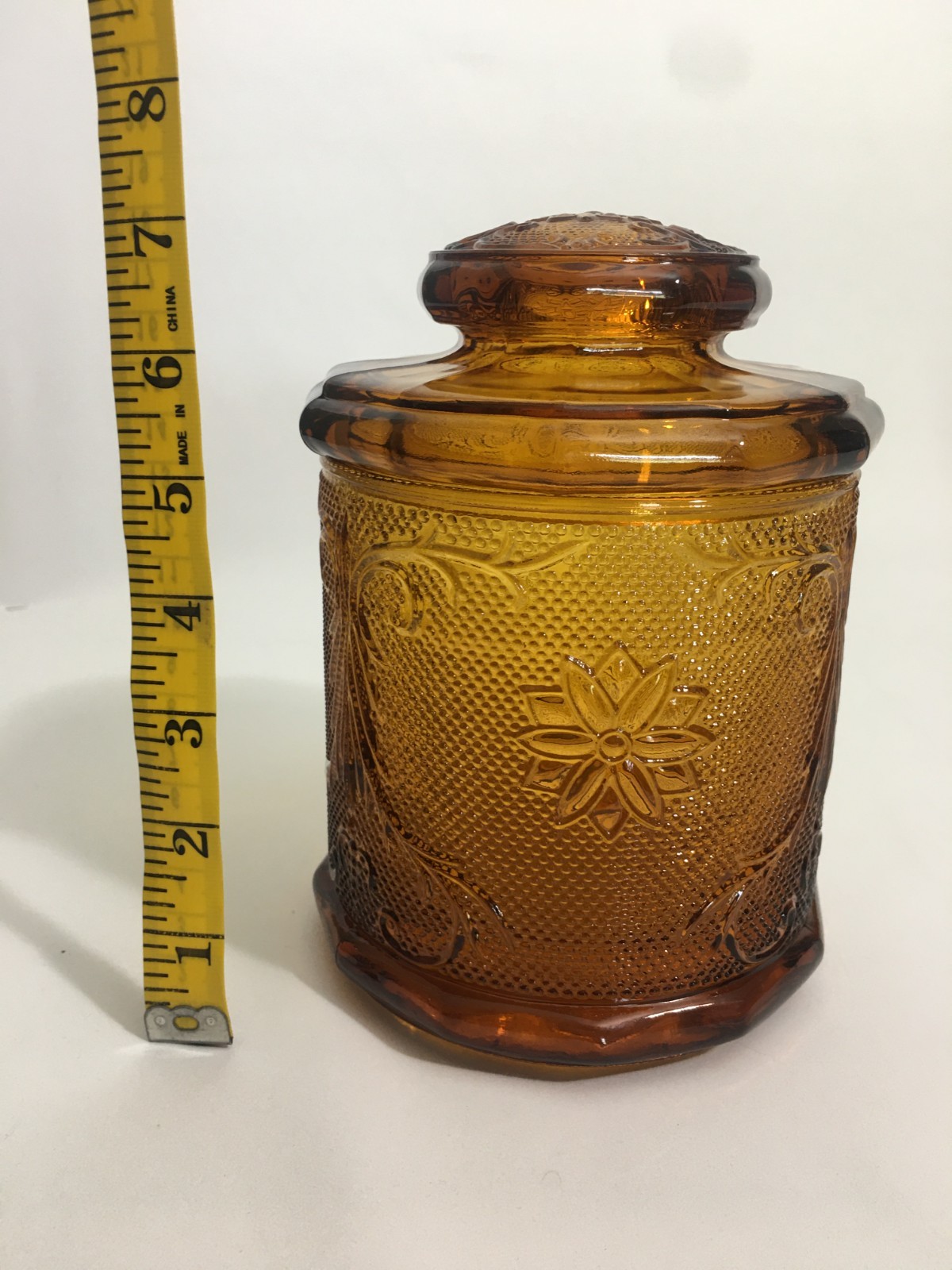 1980s TIARA Indiana Glass Amber Sandwich Pattern 3 Piece Canister Set lids NEW