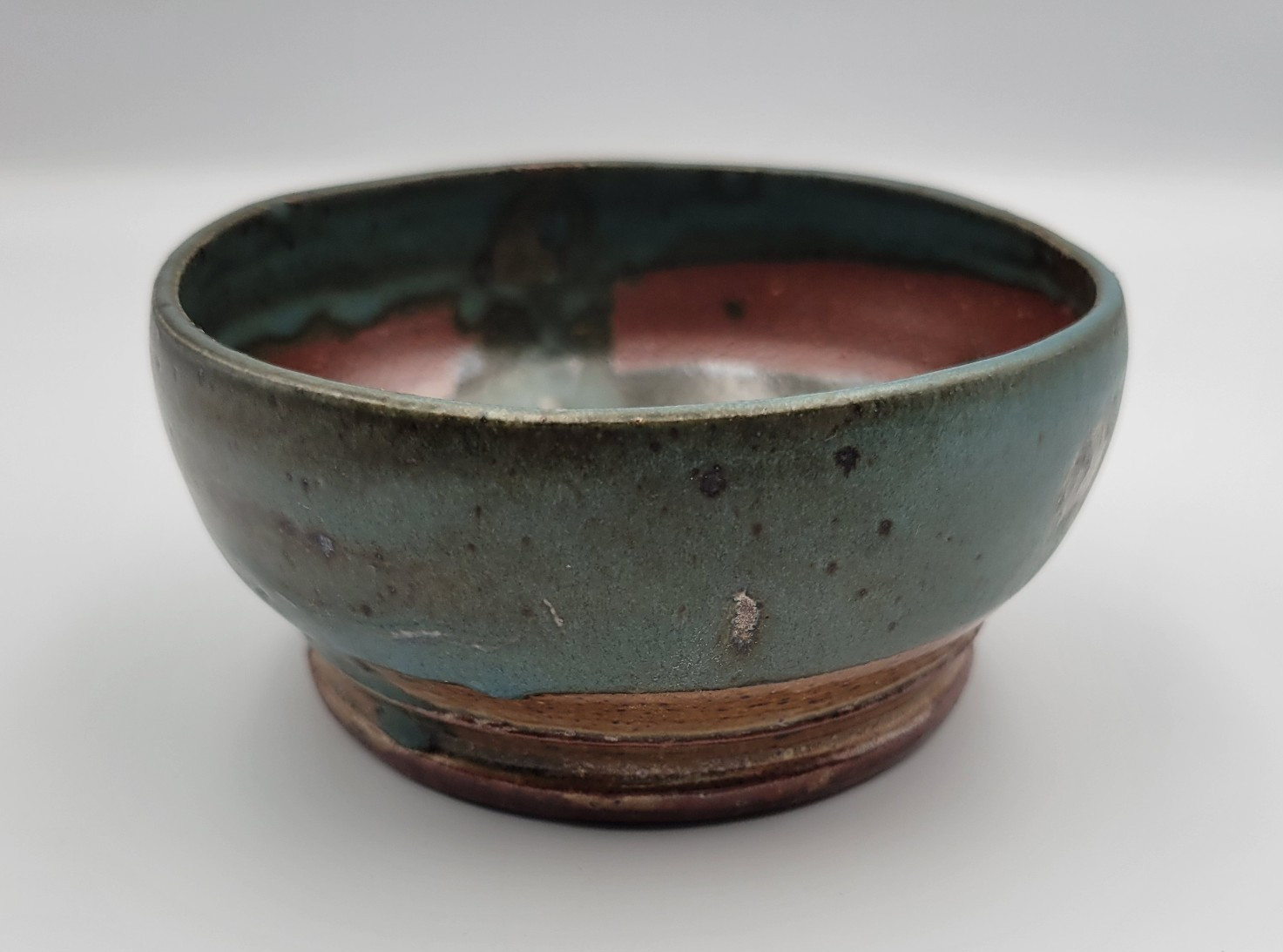 Hand Thrown Art Pottery Bowl Multi Layer Glaze Green Blue Red NM Artist Signed